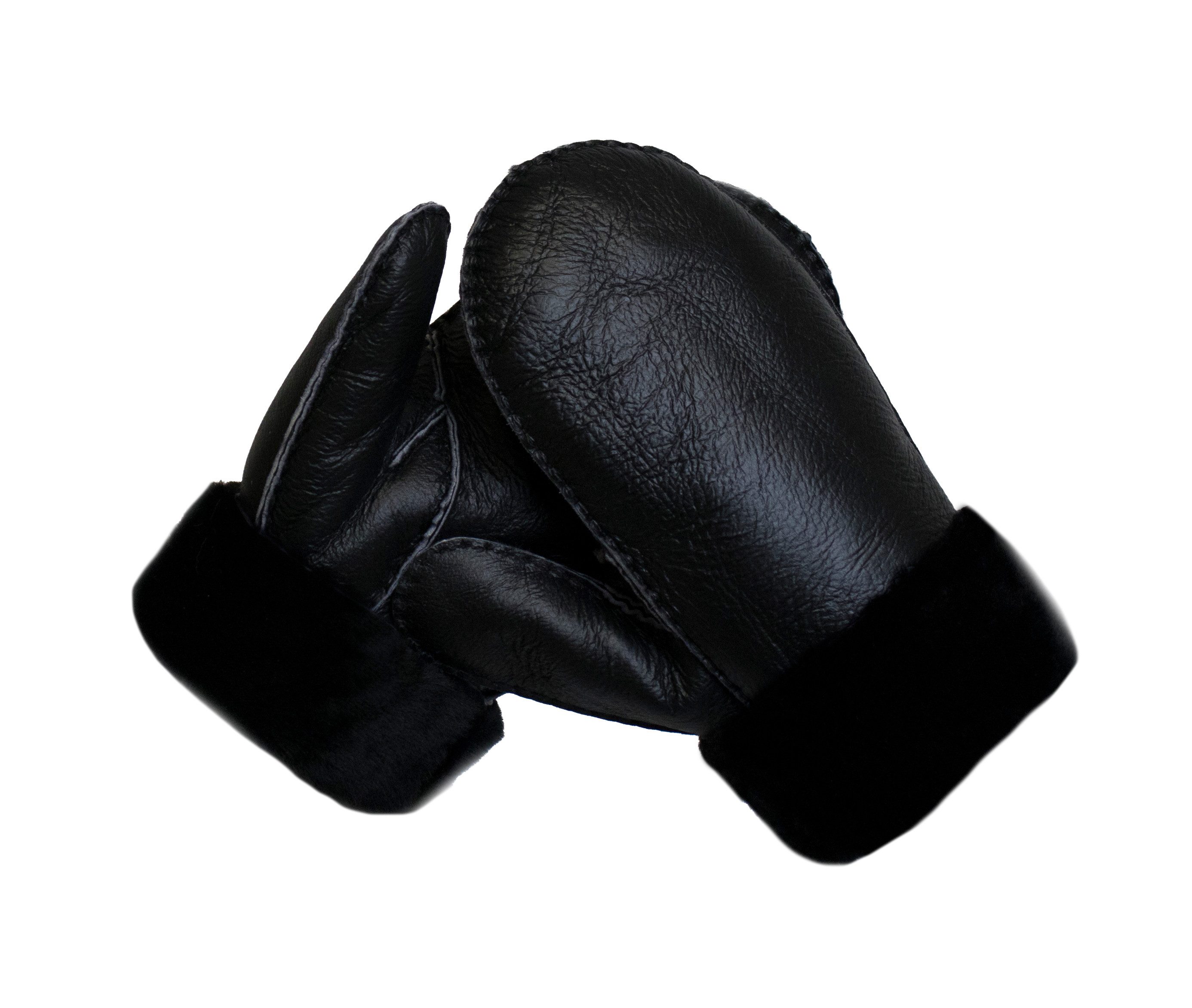Lederhandschuhe Fäustlinge Faust Handschuhe Lammfell mit Nappaleder