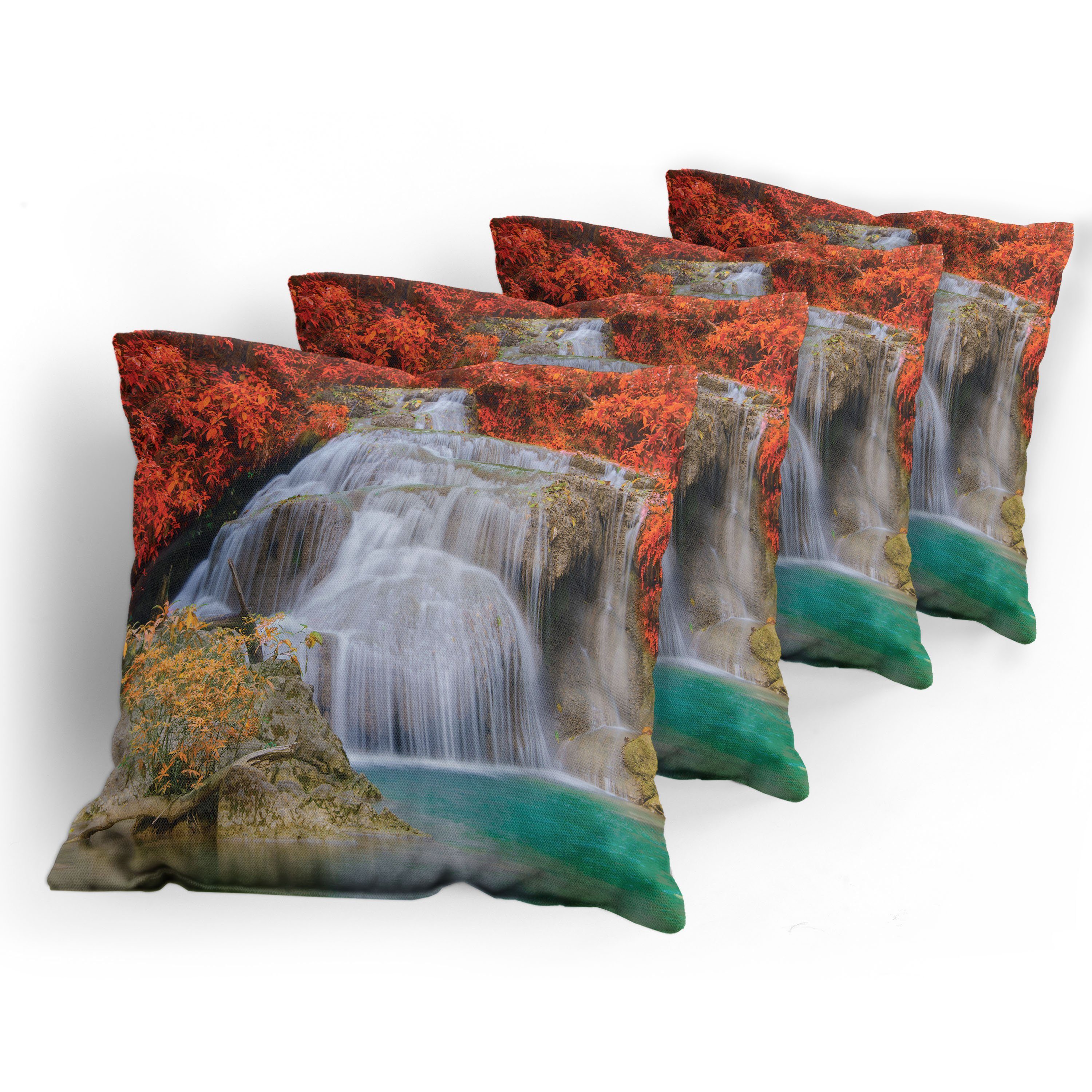 Kissenbezüge Modern Accent (4 Stück), Abakuhaus Herbst-Blätter Landschaft Digitaldruck, Doppelseitiger auf See