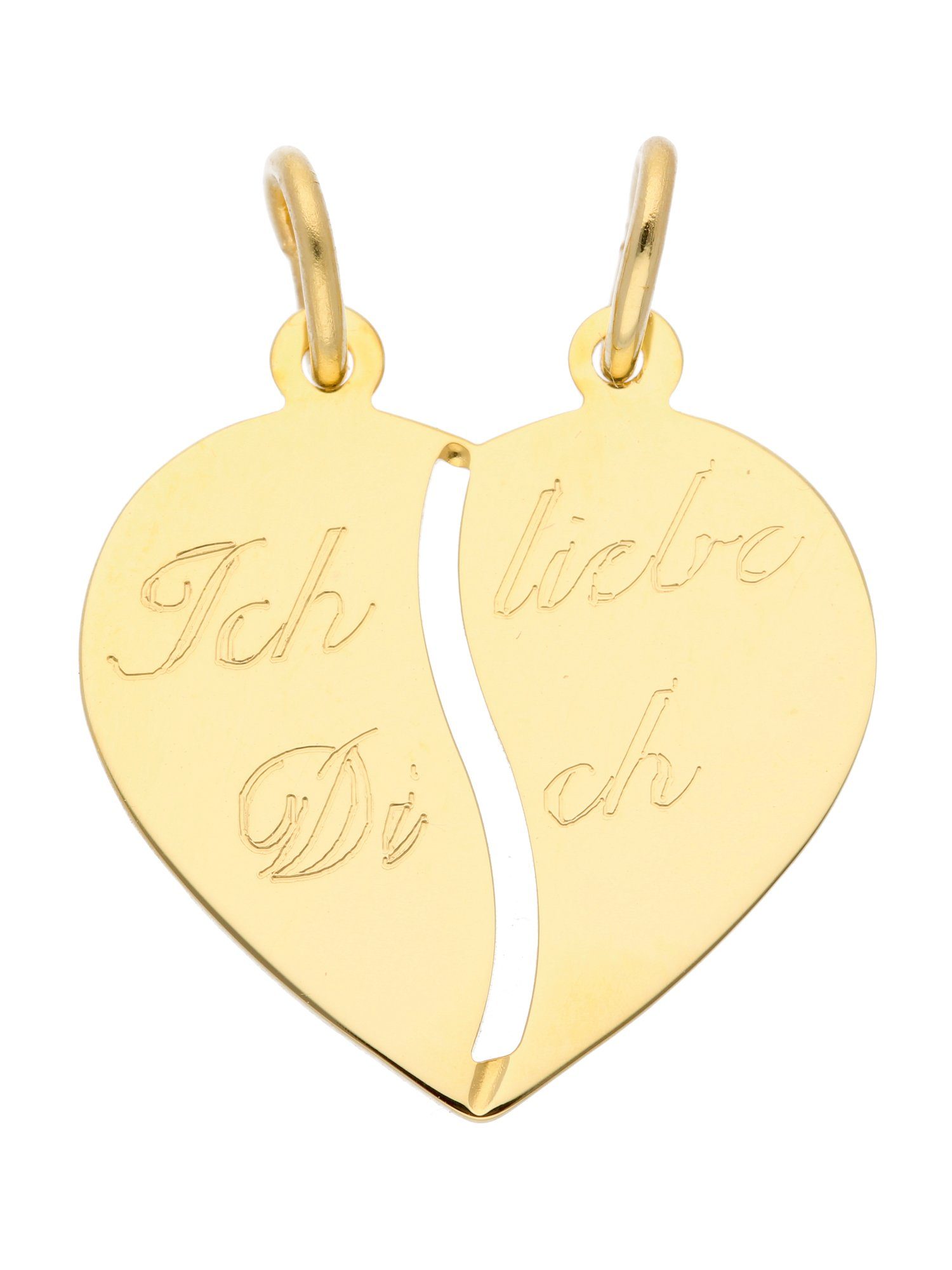 Adelia´s Kettenanhänger 333 Gold Anhänger Partneranhänger, Goldschmuck für  Damen, Maße - Breite 19,9 mm - Höhe 12,7 mm