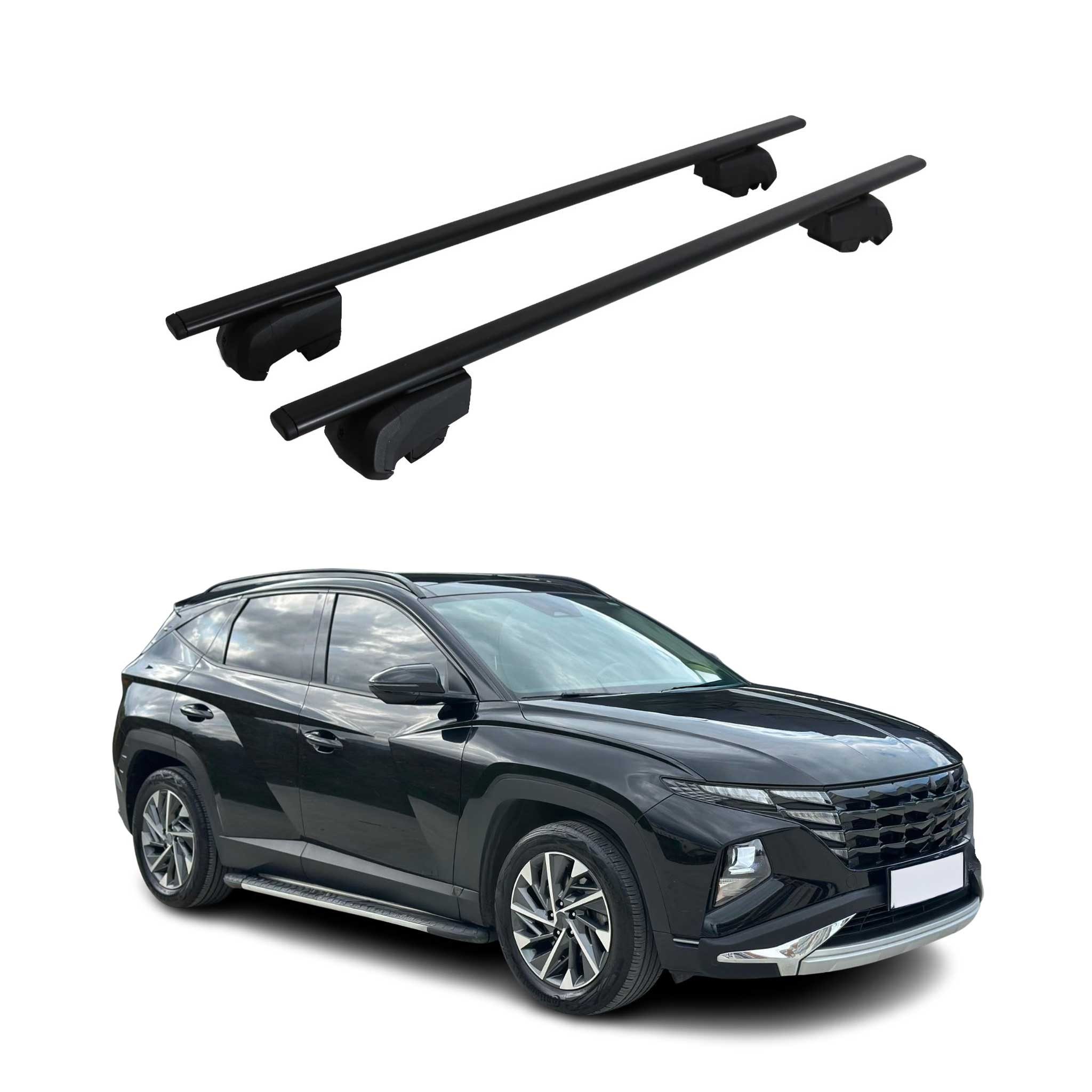 OMAC Dachträger Gepäckträger für Hyundai Tucson 2021-2025 Querträger ABE Schwarz (2-St), Wasserbeständig,Abnehmbar,Multifunktional,Leichtgewichtig