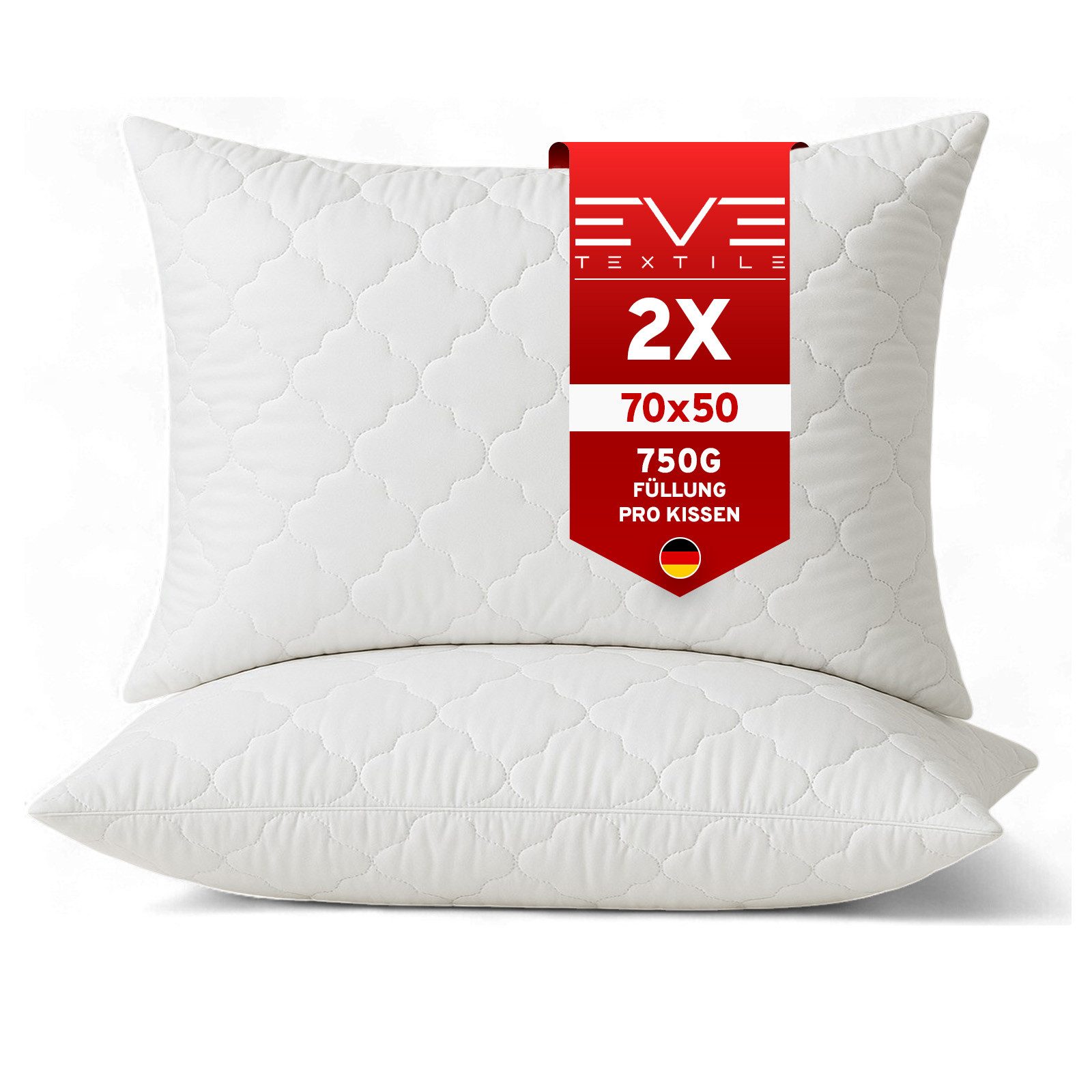 Eve Textile GmbH Kopfkissen Diamond-Plus Steppkissen abnehmbarer Bezug Bett günstig online kaufen