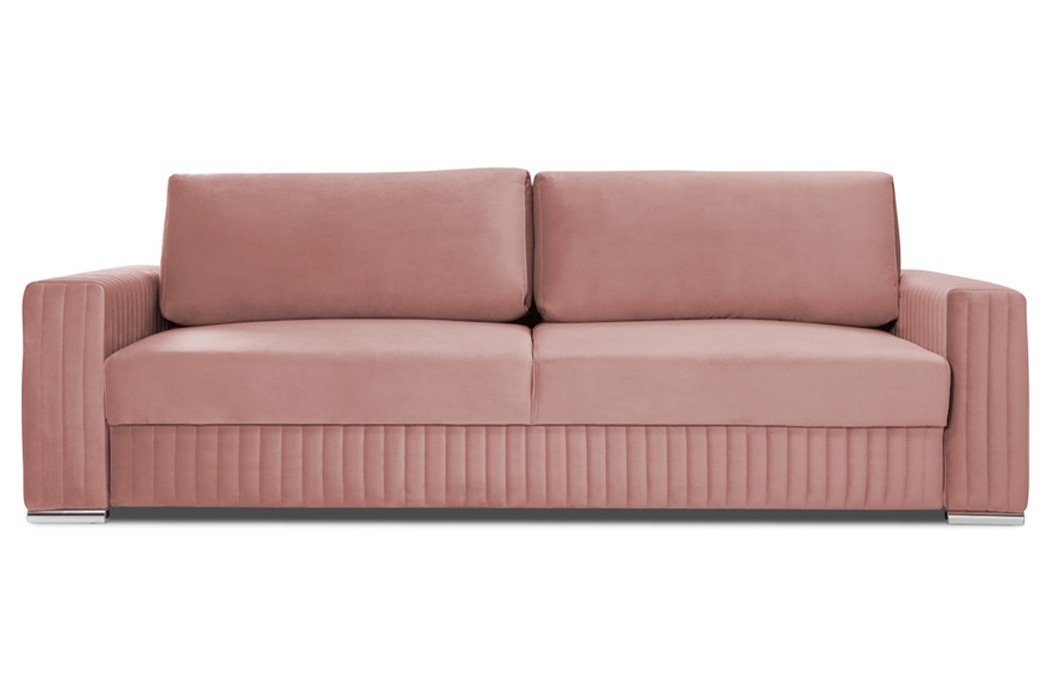 Dreisitzer Textil Sofa, Polster Rosa Bettfunktion Couch Sofa Design JVmoebel Sitzer 3