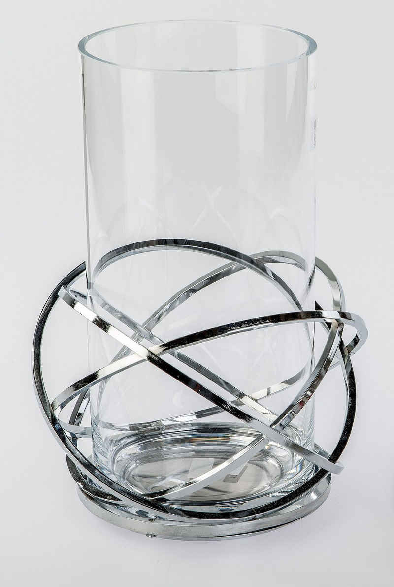 Small-Preis Windlicht Windlicht aus Edelstahl und Glas 21 cm