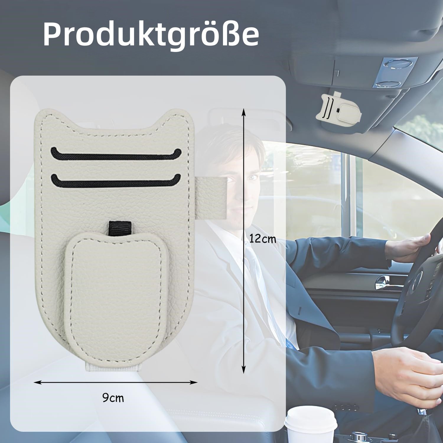 FOUORTUNATE-BEE Brillenetui Magnetischer Brillenhalter für Auto-Sonnenblende mit Kartenclip, Auto-Sonnenblenden Brillenclip mit Ticket- und Kartenhalter