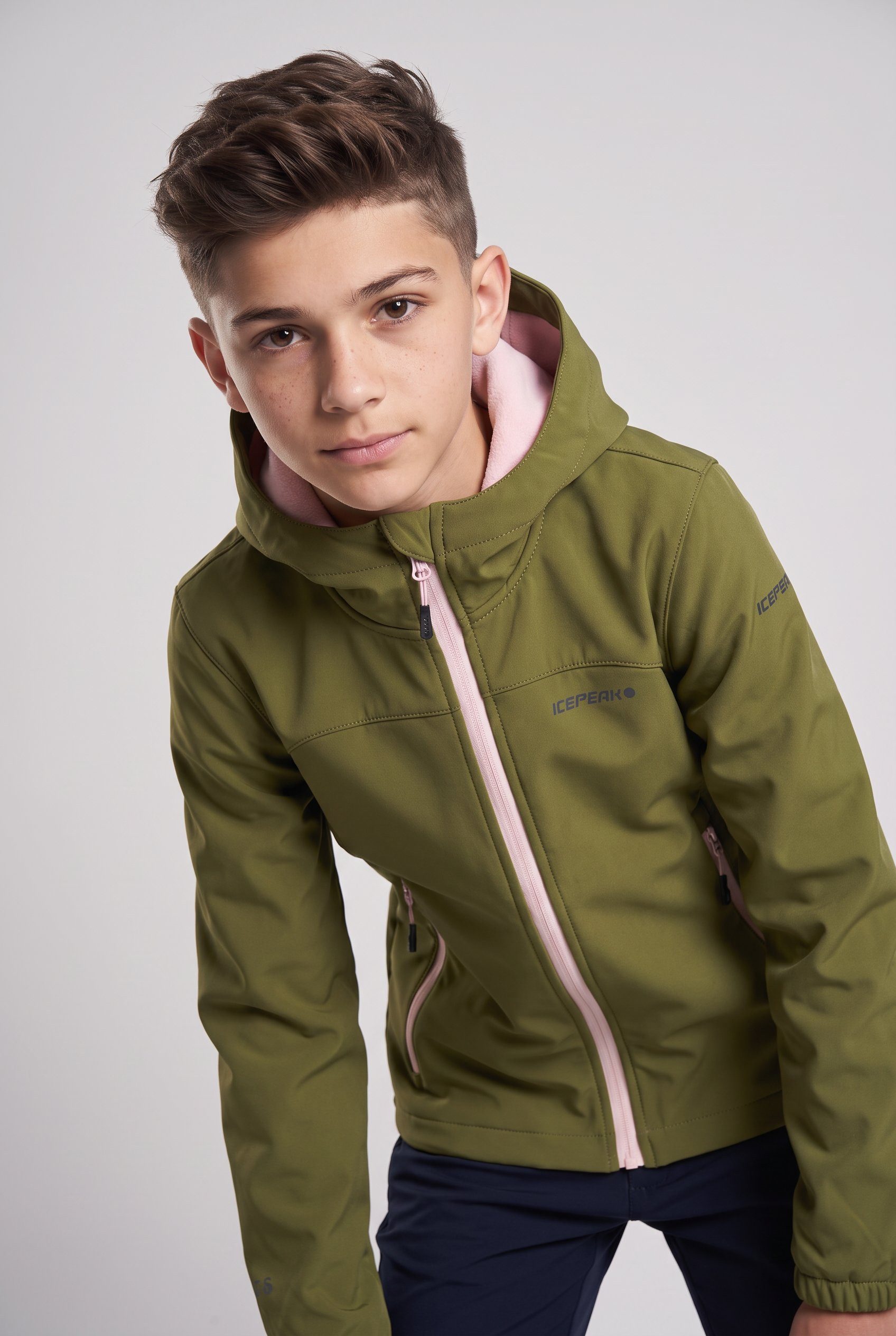 Icepeak Softshelljacke ICEPEAK KOBRYN JR mit Kapuze, atmungsaktiv, wasserabweisend, schnell trocknend
