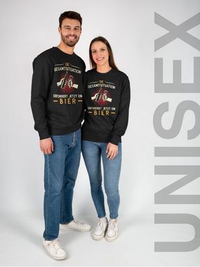 Shirtracer Sweatshirt Die Gesamtsituation erfordert jetzt ein Bier - Geschenk Bierfreunde Va (1-tlg) Party & Alkohol Herren