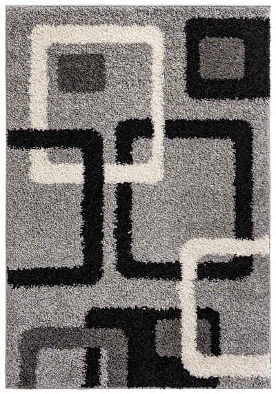 Hochflor-Teppich Hochflor Shaggy Teppich für Wohnzimmer - Höhe 30 mm Grau, Mazovia, 60 x 100 cm, Pflegeleicht, Geometrische, Langflor, Rechteckig, Weich