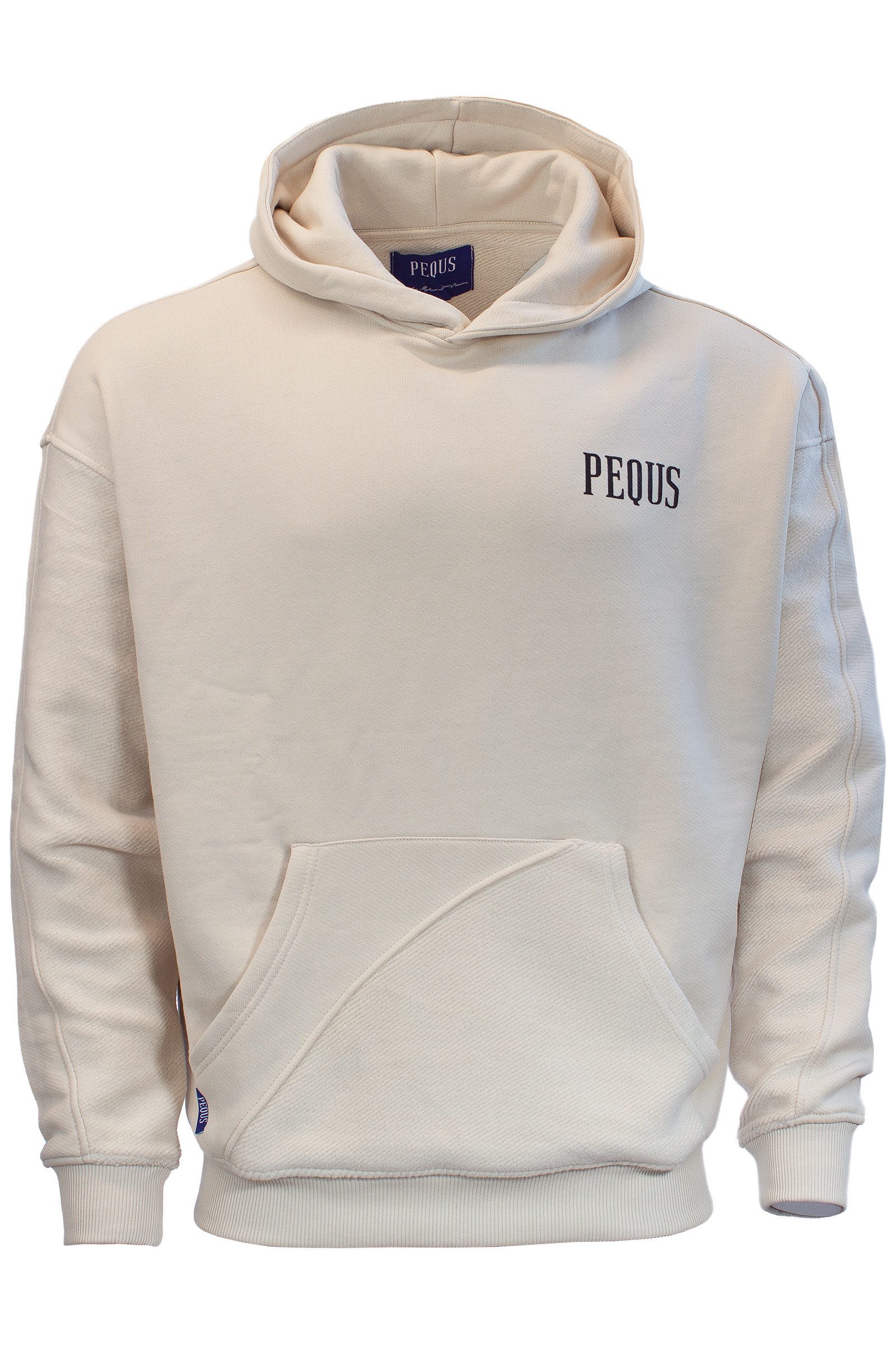 PEQUS Kapuzenpullover Pequs Herren Split Hoodie Oversize Kapuzenpulli Kapuzenjacke Beige M