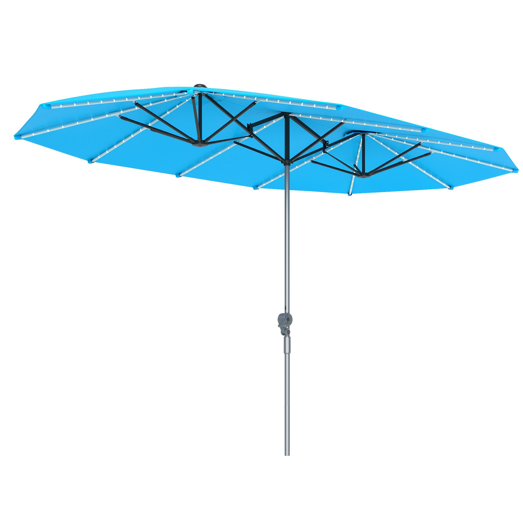 Outsunny Sonnenschirm mit Handkurbel, Solar-Lichtern, LxB: günstig online kaufen