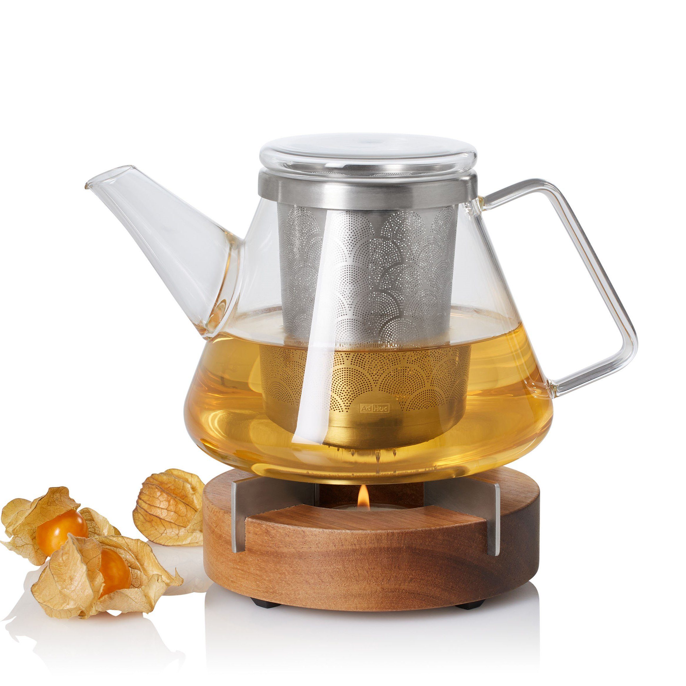AdHoc Teekanne Set aus Teekanne Fusion und passendem Подогреватели Tuto, 1 l, (Sparset, Tee-Set), hochwertiges Material & preisgekröntes Design