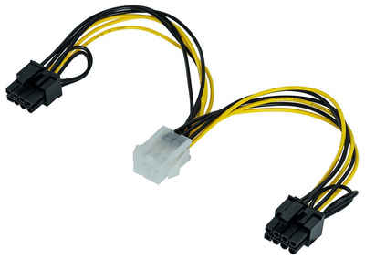 Poppstar Grafikkarten-Kabel, (20 cm), 20 cm PCI-Express Y Adapter Grafikkarten-Stromkabel 6pin zu 2x 6+2pin