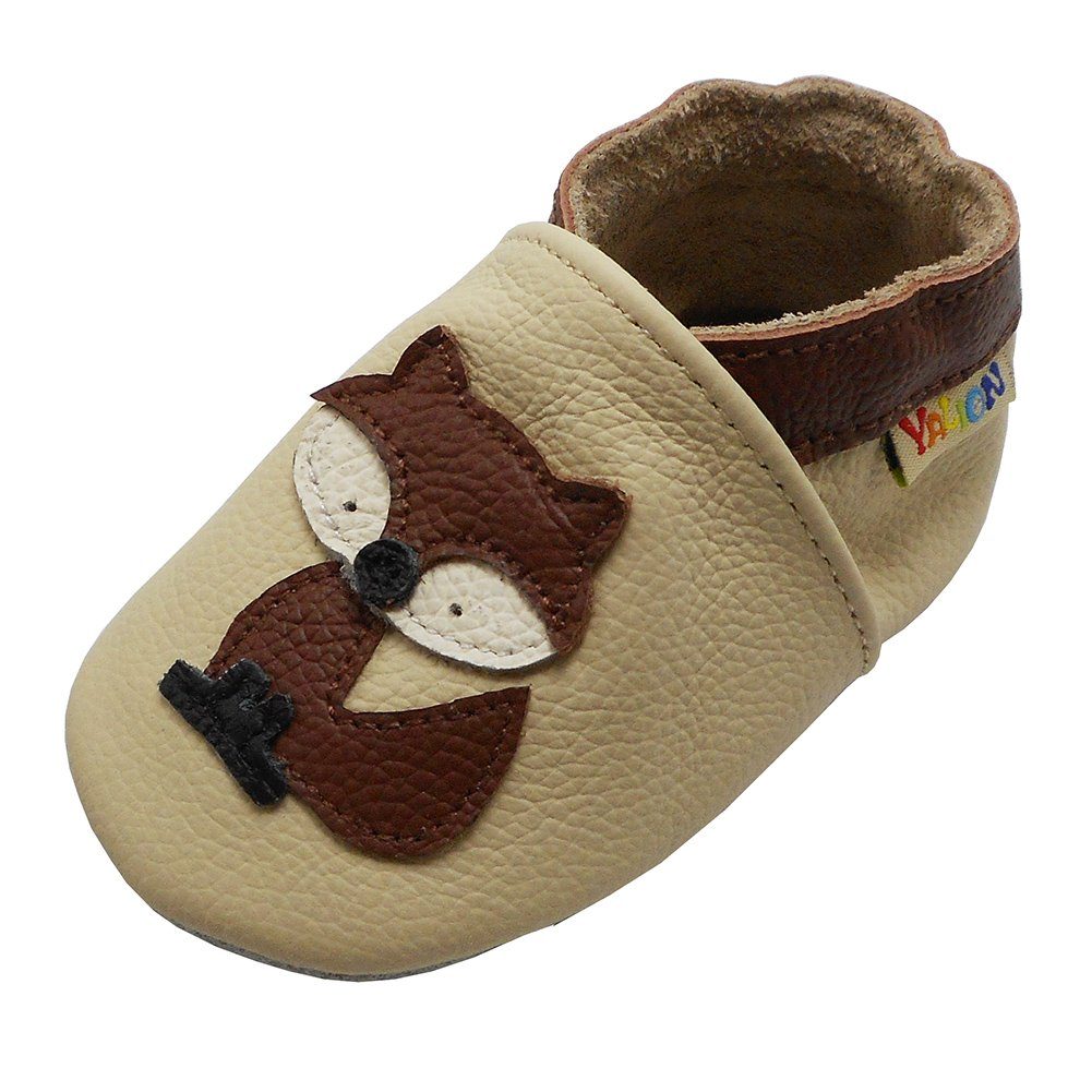 Yalion Weiche Leder Lauflernschuhe Hausschuhe Lederpuschen Fuchs Krabbelschuh