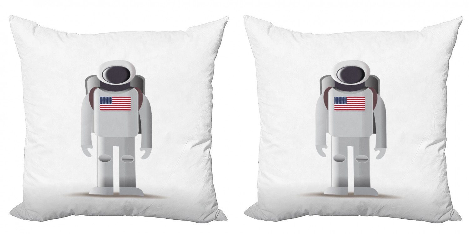 Kissenbezüge Modern Accent Doppelseitiger Digitaldruck, Abakuhaus (2 Stück), Astronaut Amerikanische Flagge Spaceman