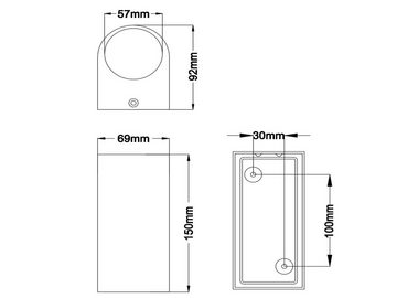 meineWunschleuchte LED Außen-Wandleuchte, LED wechselbar, warmweiß, up down Light, 15cm, Fassadenbeleuchtung für Hauswand, Rost-optik