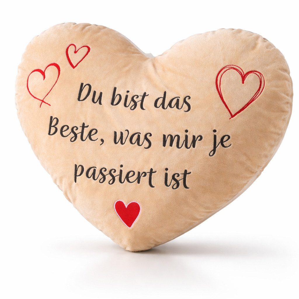 LB H&F Lilienburg Dekofigur Plüschfigur Geschenk Männer Freundin Herz Liebe (Herzform Freundin Freund Mann Frau Hochzeitsgeschenk Hochzeit Mama Herzkissen Mutter Verliebte Beste Geschenkidee Valentinstaggeschenk Valentinsgeschenk verliebt Paar Partner Pärchen Verlobung Herz Liebe Kuschelkissen Mitbringsel Muttertag Spruch Motiv DU BIST DAS BESTE WAS MIR JE PASSIERT IST Jahrestag Plüschherz Herzkissen Dekokissen Plüsch Idee Geschenkidee, Valentinstag Verlobung Antrag Hochzeitsantrag Verlobungsgeschenk), Geburt Hochzeit Jahrestag xl groß Love Liebe Geburtstag Muttertag