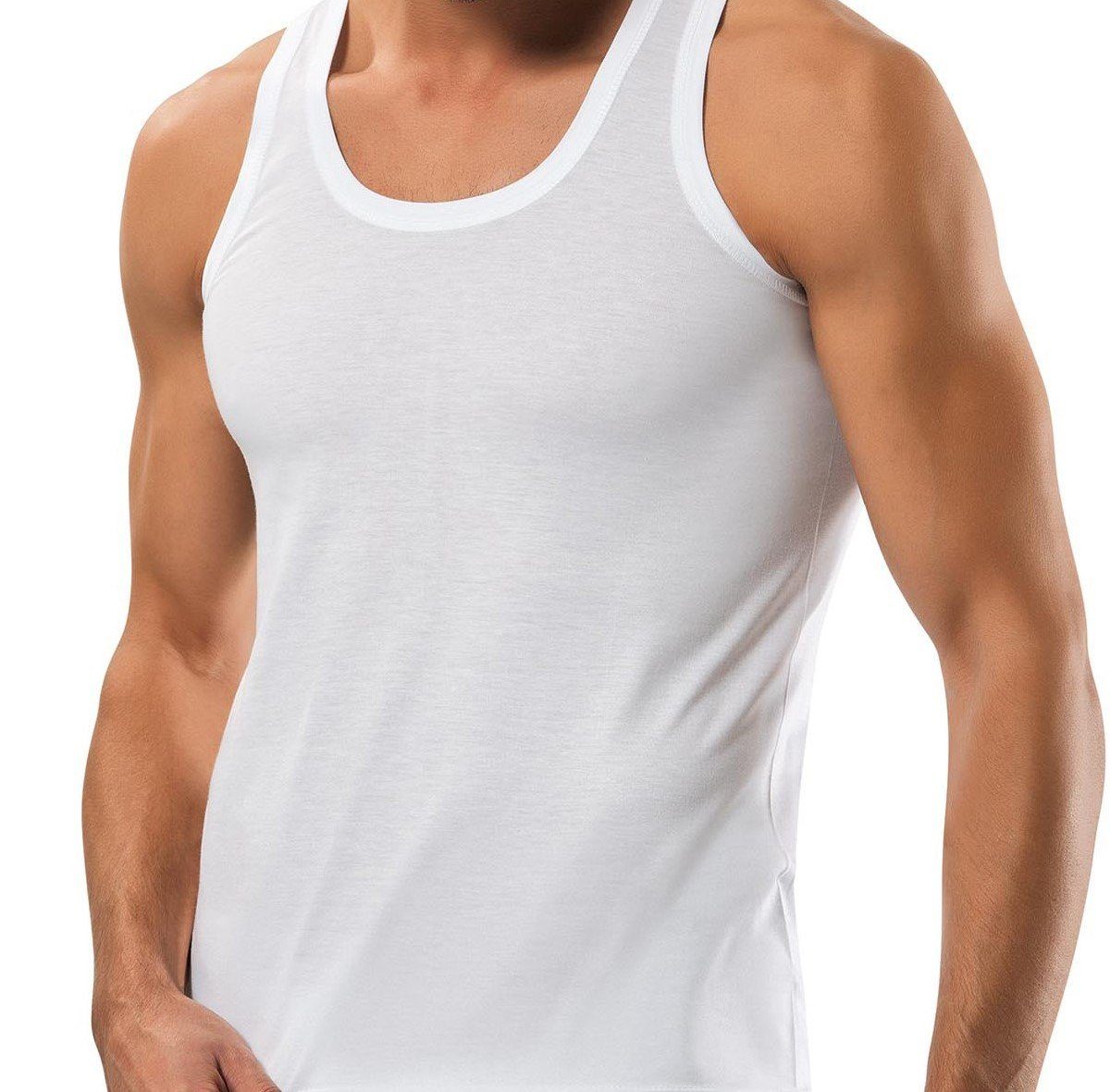 Unterhemd Weiß aus (Spar-Set, Baumwolle Top cwonlineshop 4 Herren Stück) Achselshirt 100% 4-St., Tank für Feinripp