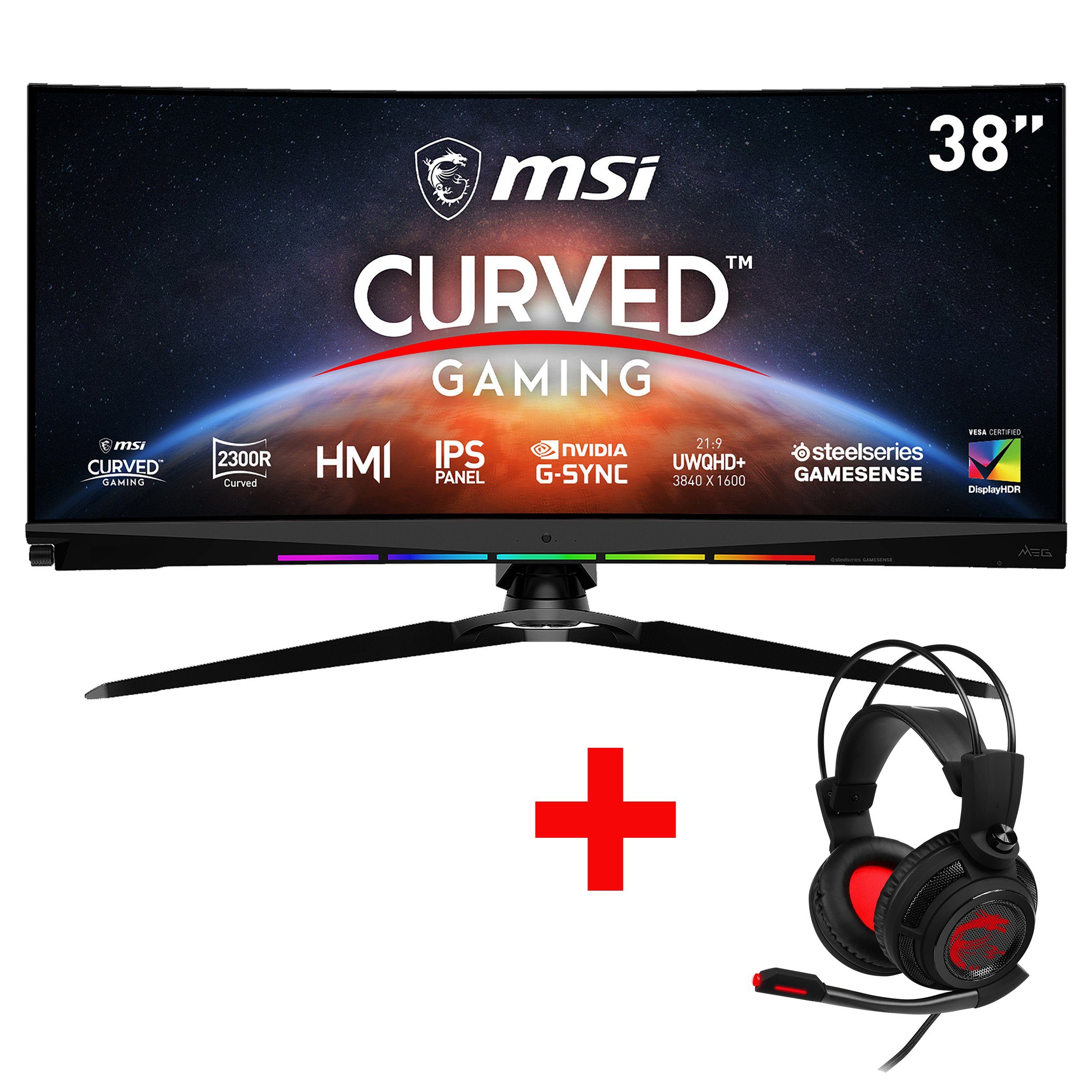 MSI Optix MEG381CQRDE Plus Curved-Gaming-LED-Monitor (95,25 cm/37,5 ", 3840 x 1600 px, UWQHD+, 1 ms Reaktionszeit, 175 Hz, höhenverstellbar, 3 Jahre Herstellergarantie)