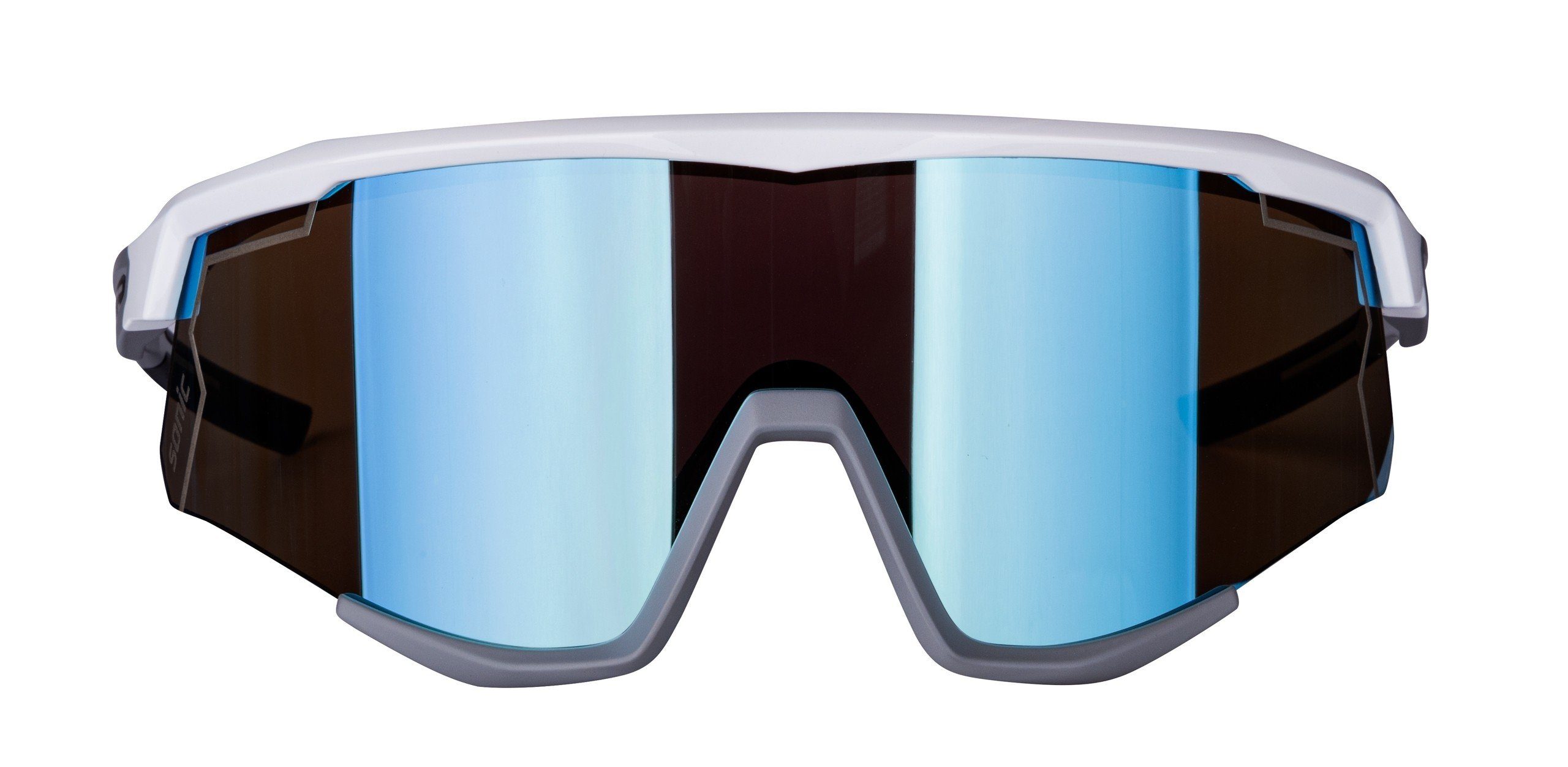 FORCE Fahrradbrille SONIC verspiegelte FORCE Sonnenbrille Scheibe weiß-grau blau