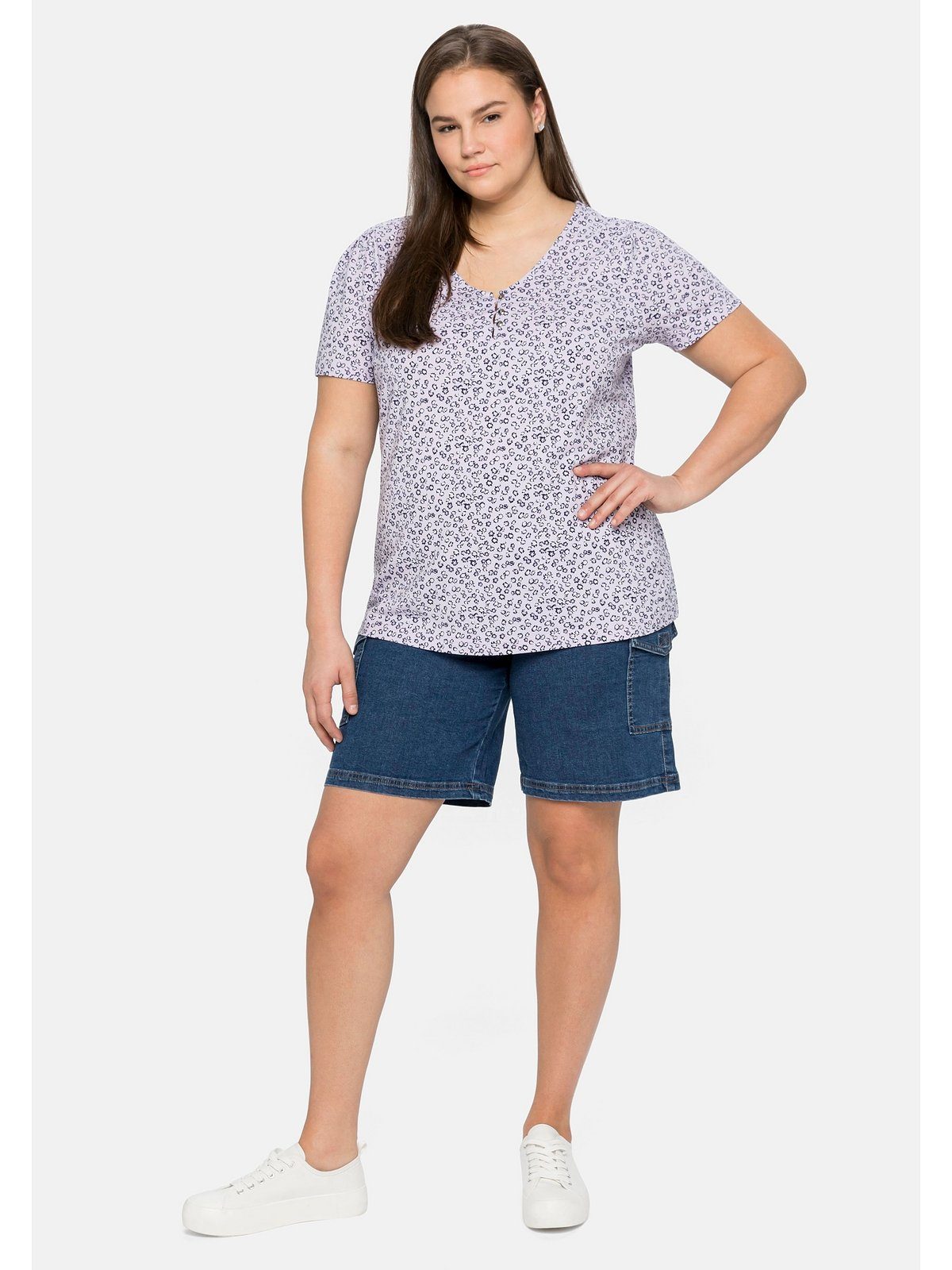 Sheego Größen mit T-Shirt Große zartem Alloverdruck