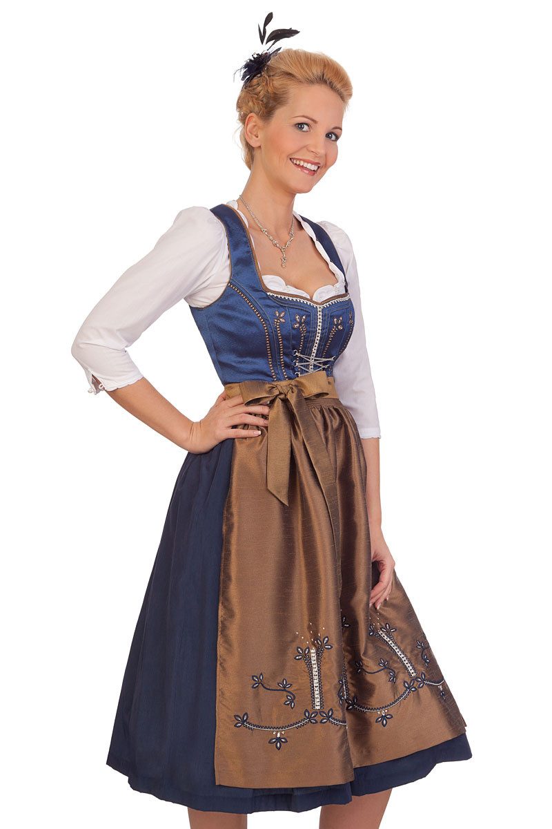 Spieth & Wensky Dirndl Midi Dirndl 2tlg. - WANDA - blau