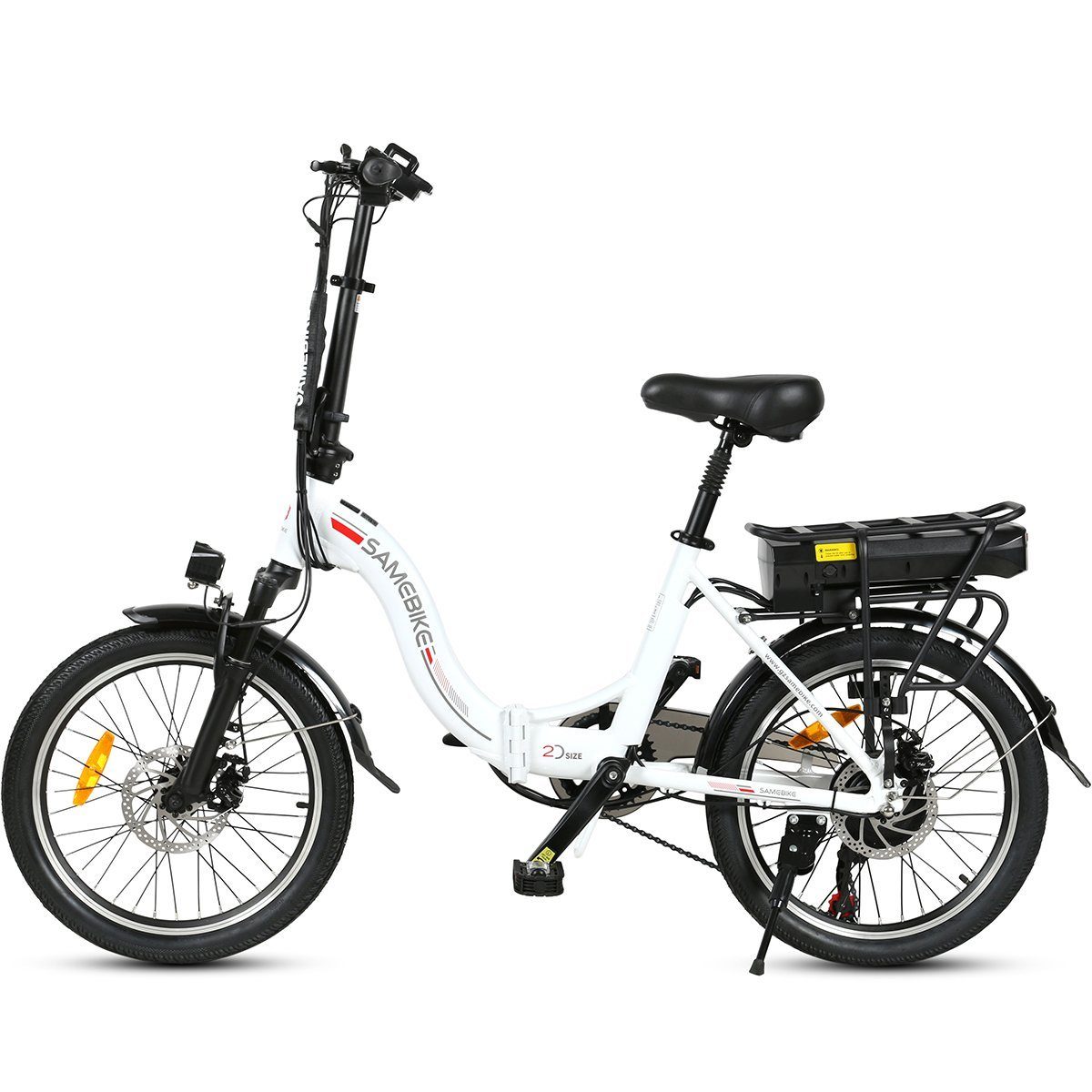 SAMEBIKE E-Bike Elektrofahrrad JG20 speed 7 36V 10AH Faltbares 350W Batterie Weiss