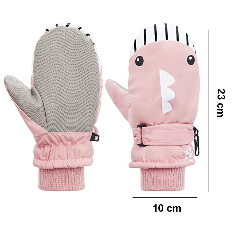 Juoungle Skihandschuhe Kinder Skihandschuhe rosa wasserdichte Radfahren Winter Handschuhe