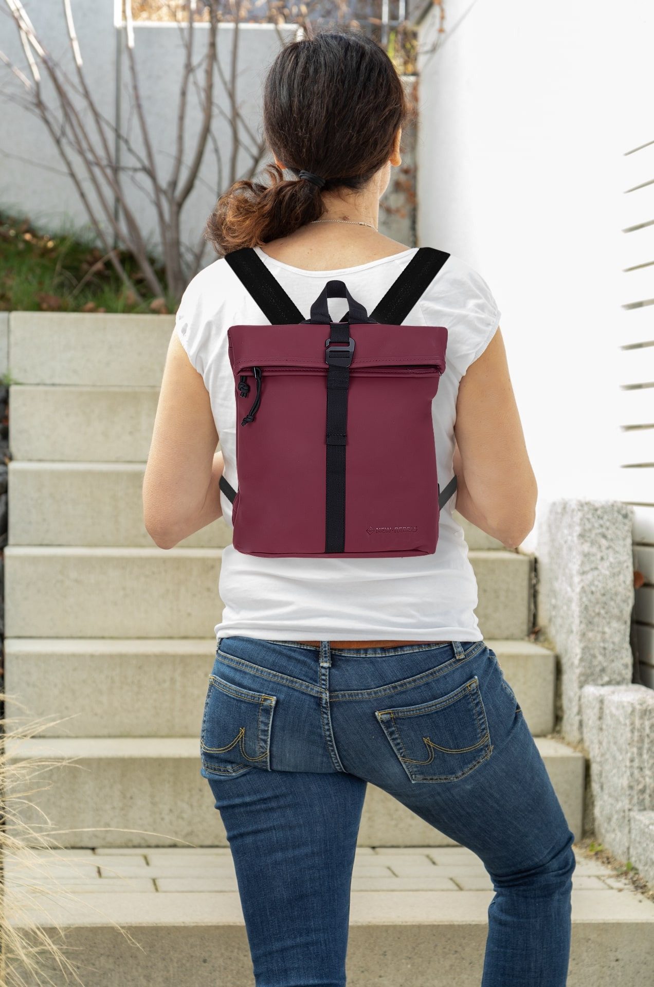 NEW REBELS Freizeitrucksack Damen klein Rucksack Handtasche Tasche, Reise Freizeit Bag wasserabweisend aus Plane + bagboom Etui