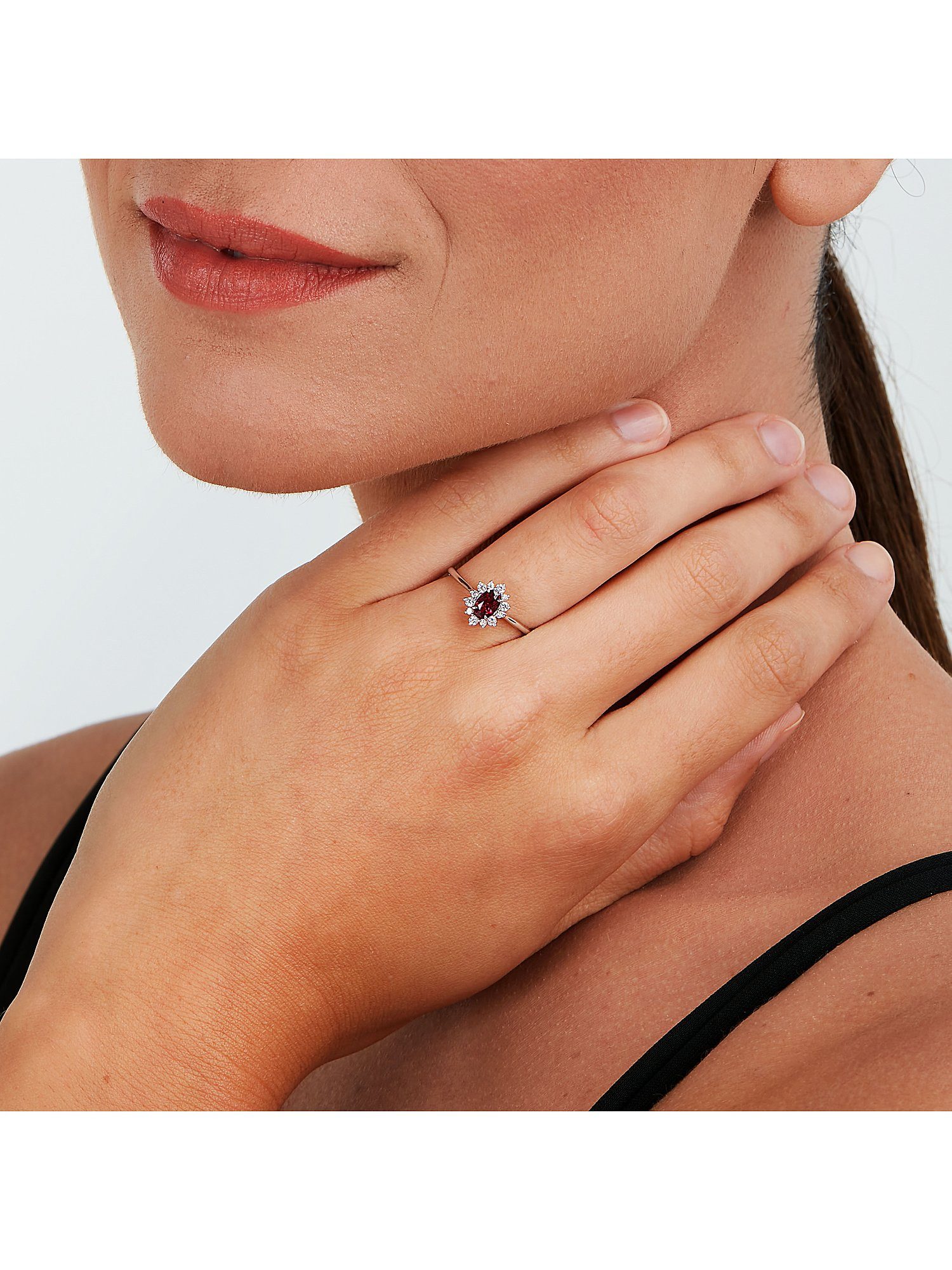 Live Diamond Diamantring, Rubin (synthetisch), Lab Grown
