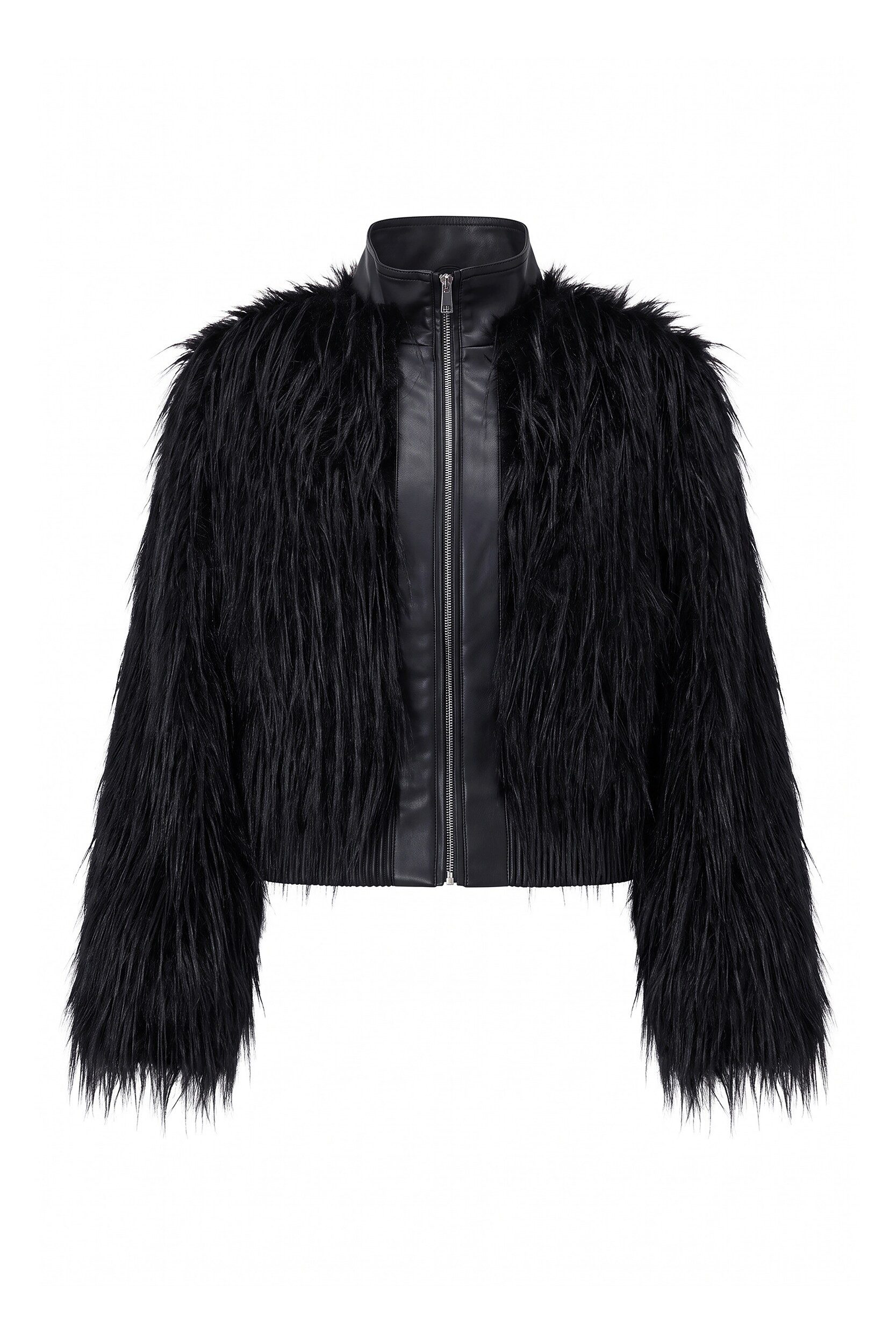 Ulla Popken Outdoorjacke Fellimitat-Jacke Classic Fit Lederoptik-Details