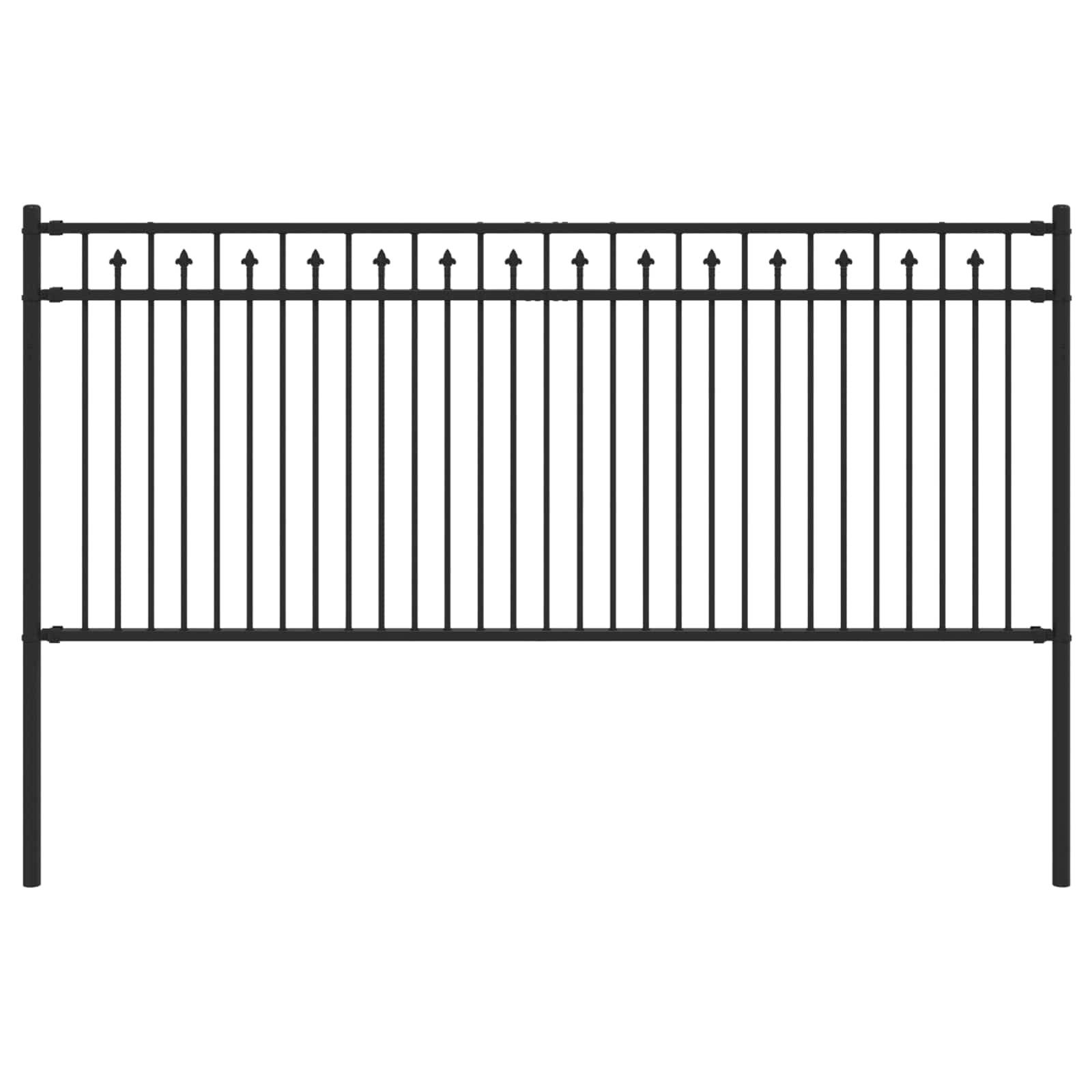 vidaXL Gartenzaun Spitzenzaun Schwarz 200 x 130 cm Pulverbeschichteter Stahl, (1-St)
