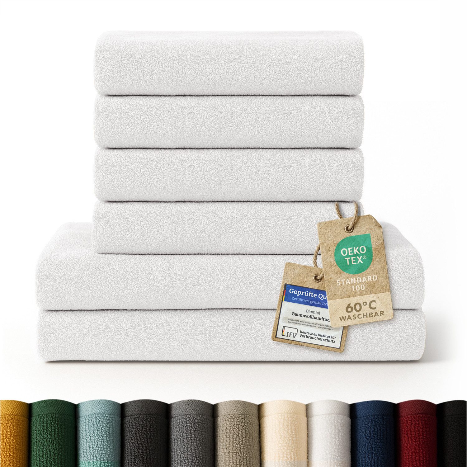 Blumtal Handtuch Set Premium 4/6-tlg. Frottier Dusch- (70x140 cm) & Handtuch (50x100 cm), Frottee (Set, 6-St), 100% Baumwolle, Oeko-TEX Zertifiziert