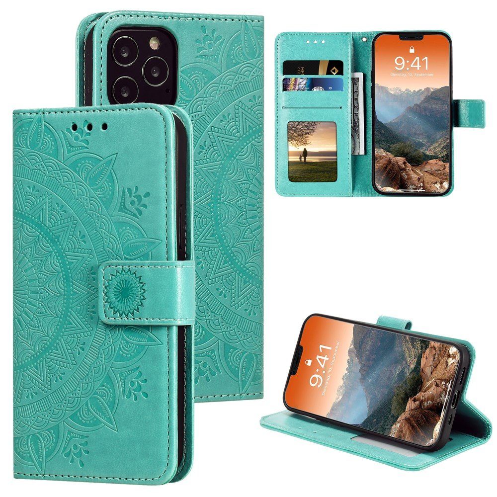 CoverKingz Handyhülle Hülle für Apple iPhone 12 Pro Max Handyhülle Flip Case Cover Etui, Klapphülle Schutzhülle mit Kartenfach Schutztasche Motiv Mandala