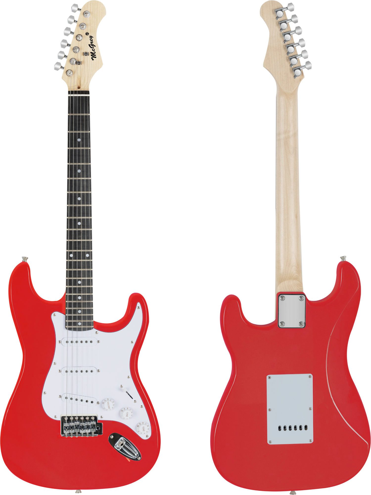 McGrey E-Gitarre Rockit elektrische Gitarre, ST-Style, Komplettset 4/4, 8-St., inkl. Verstärker, Tasche, Stimmgerät, Plektren, Gurt und Kabel, 10 Watt (RMS) Gitarrenverstärker inklusive!