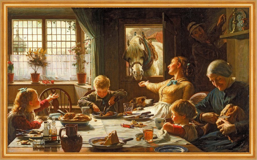 Kunstdruck One of the Family Frederick George Cotman Pferde Mahl Kinder B A2 0194