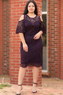 Modabout Abendkleid Damen Midikleid Sommerkleid für große Größen - NELB0553D8700MOR (1-tlg)