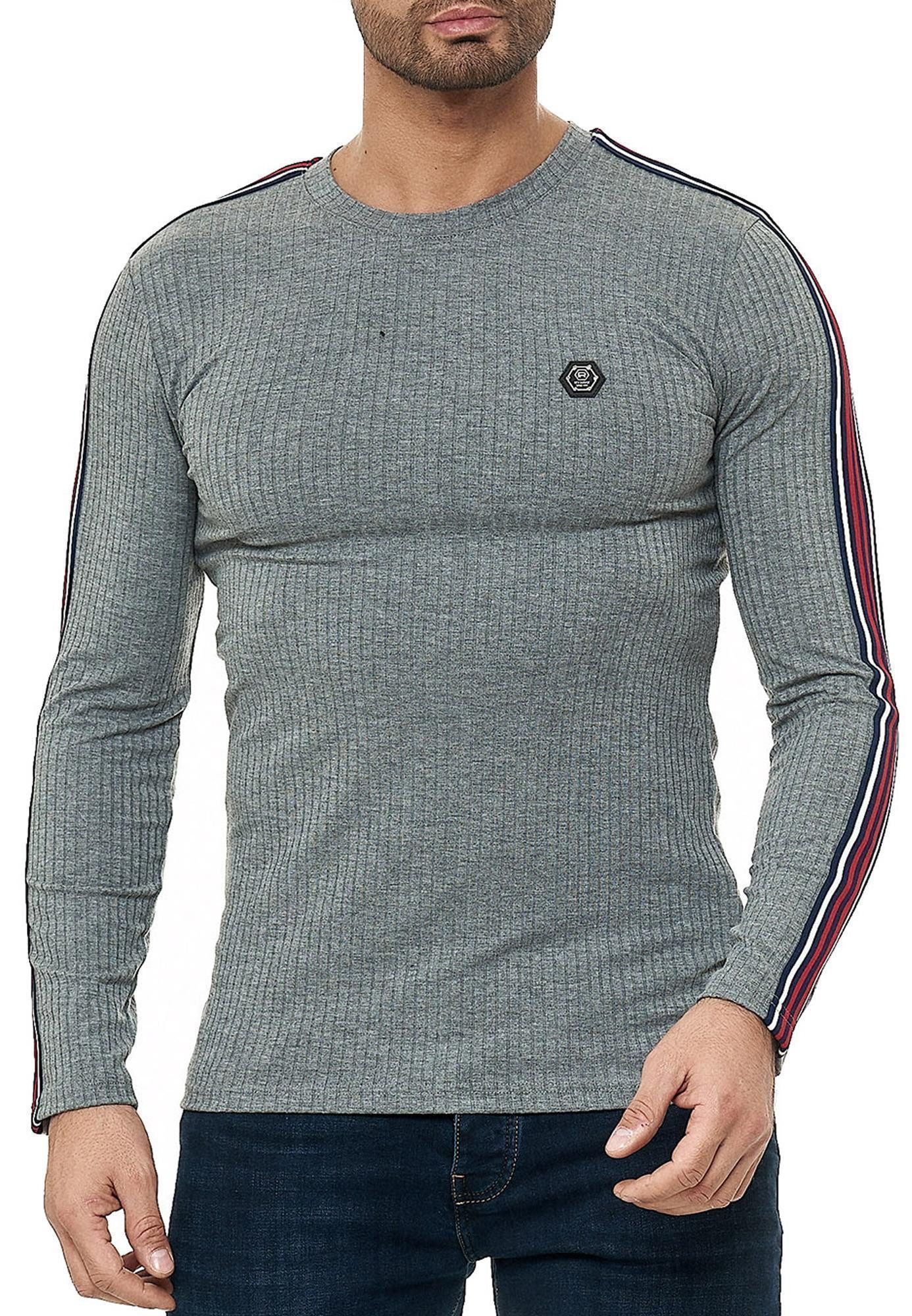 RedBridge Strickpullover Figurbetont Feinstrick Longsleeve Slim Fit Kontras günstig online kaufen
