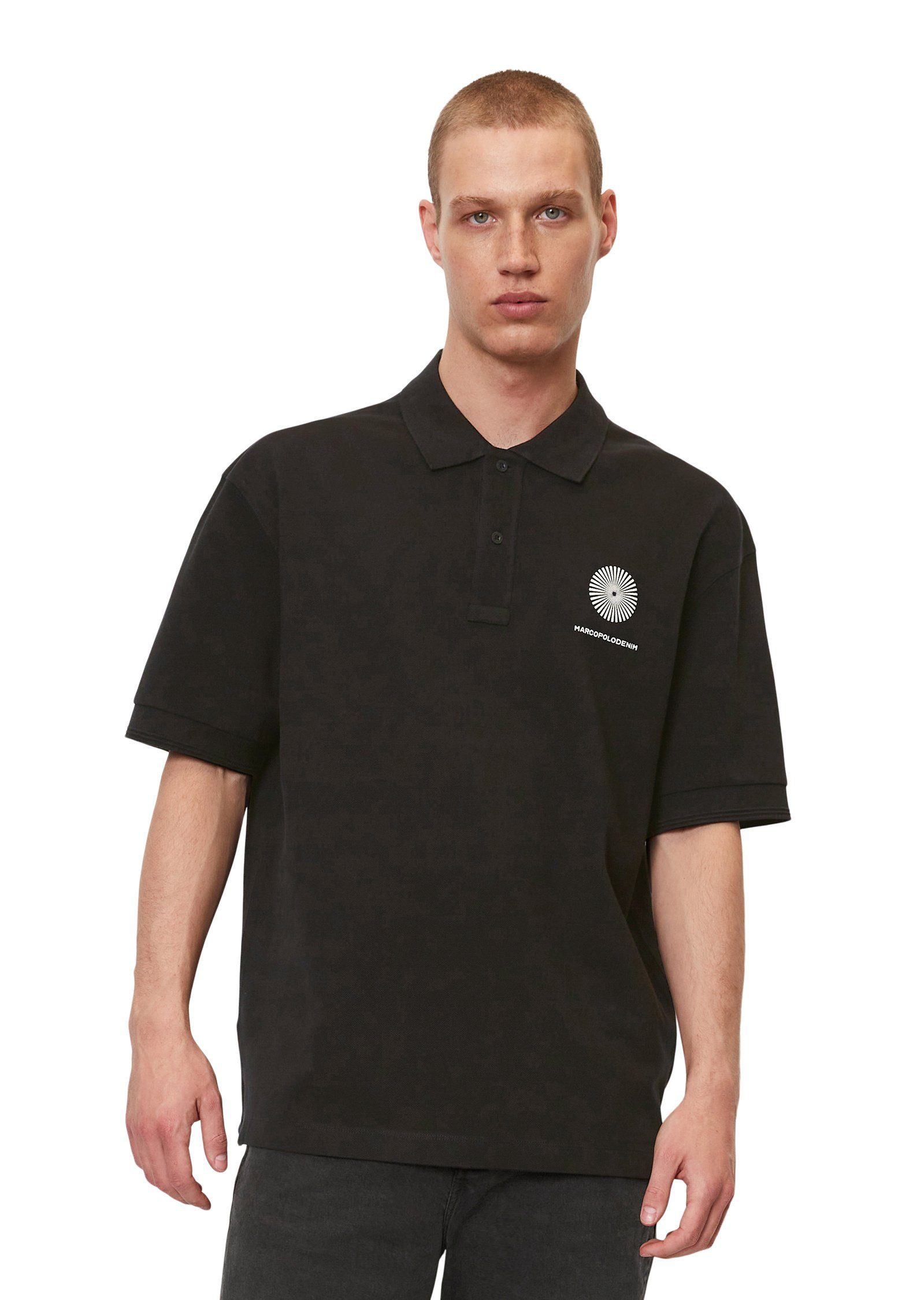 Marc O'Polo DENIM Poloshirt aus reiner Bio-Baumwolle schwarz