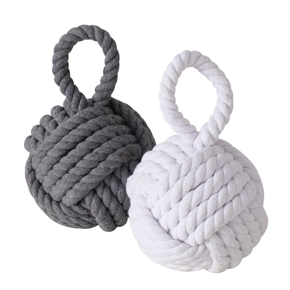 BOLTZE Türstopper Zuber als Knoten aus Jute, 2er Set (1x Grau, 1x Weiß) Maritimes Design