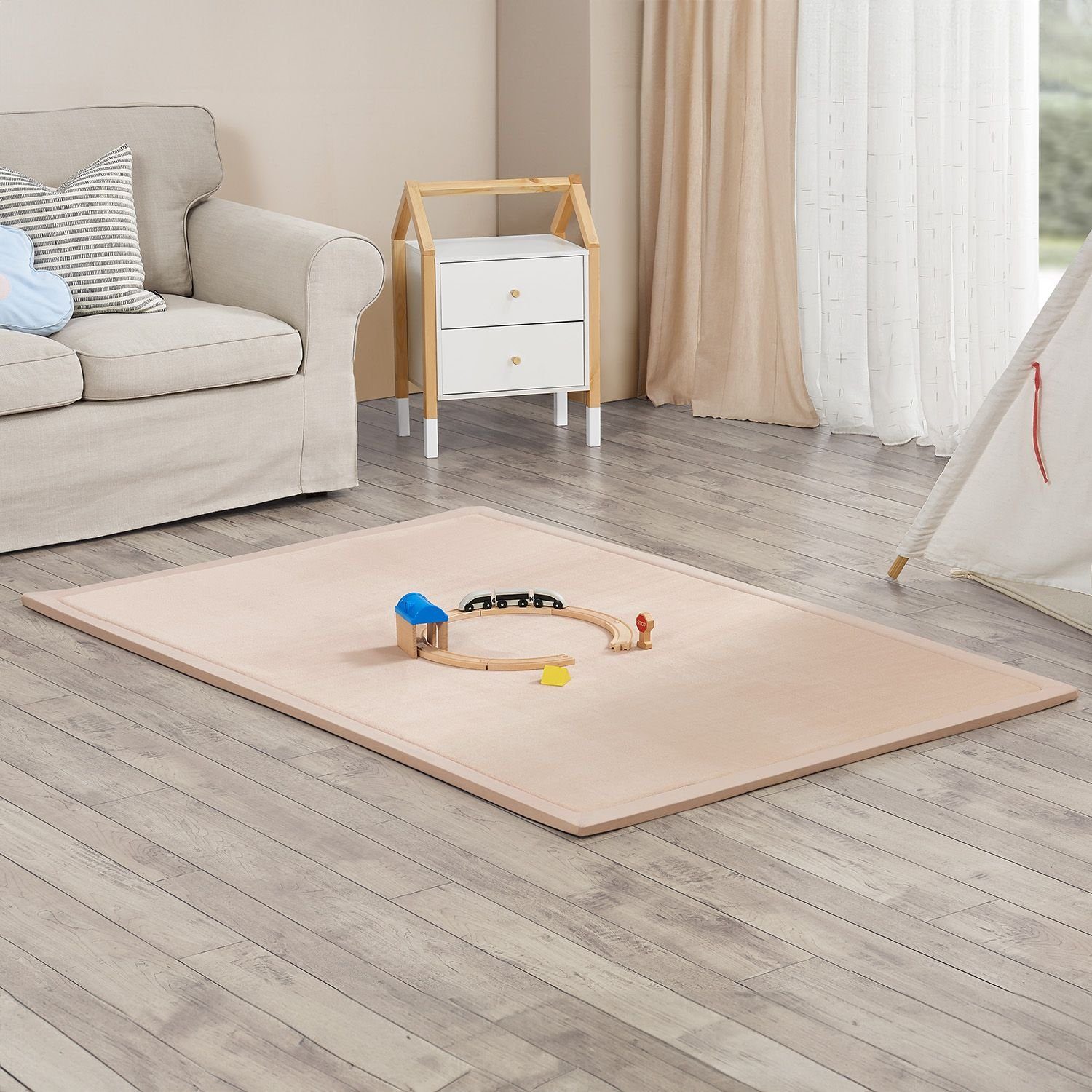 Juskys Puzzlematte Maila, Krabbeldecke, 180x120 cm, rutschfest, flauschiger günstig online kaufen