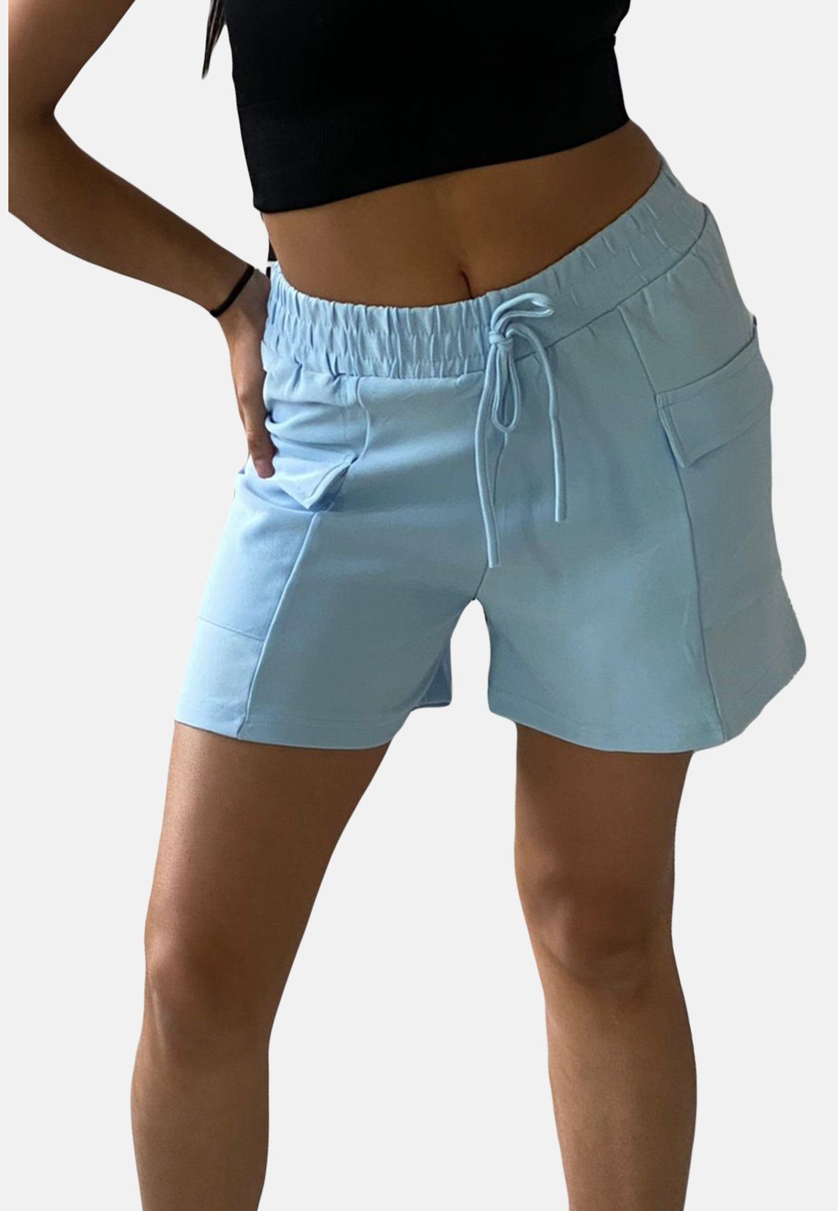 Holala Shorts »Elegante Chino Bermuda Shorts Poptrash Stoff Hotpants Cargo«  (1-tlg) 4103 in Hellblau online kaufen | OTTO