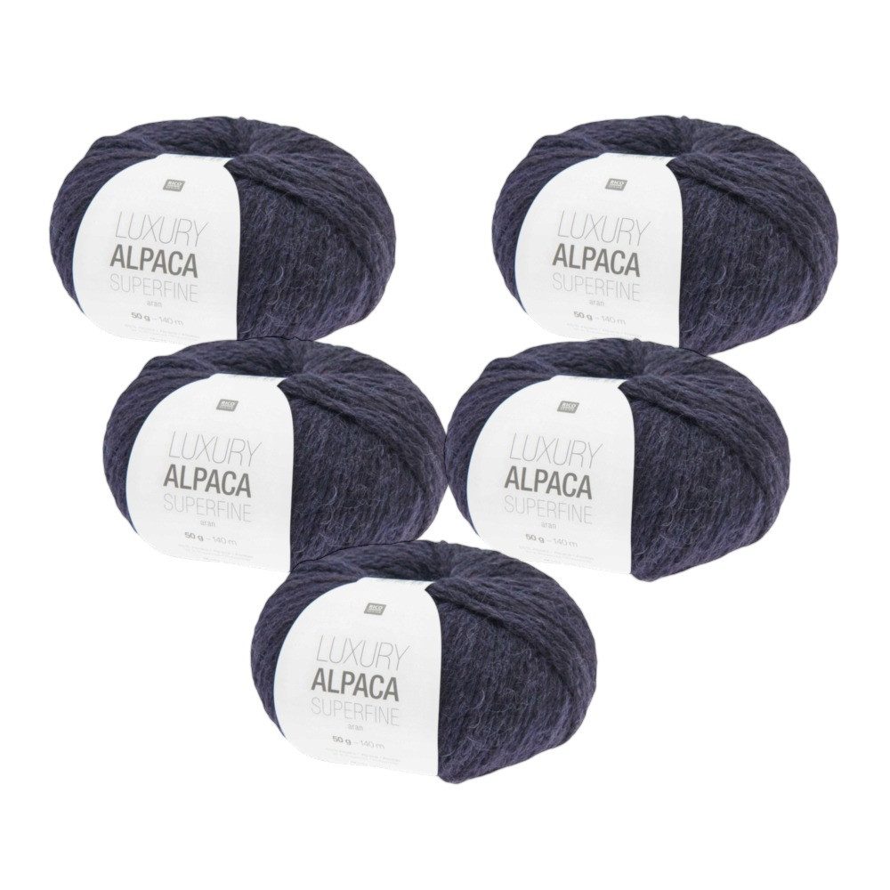 Rico Design 5 x RICO LUXURY ALPACA SUPERFINE ARAN Häkelwolle