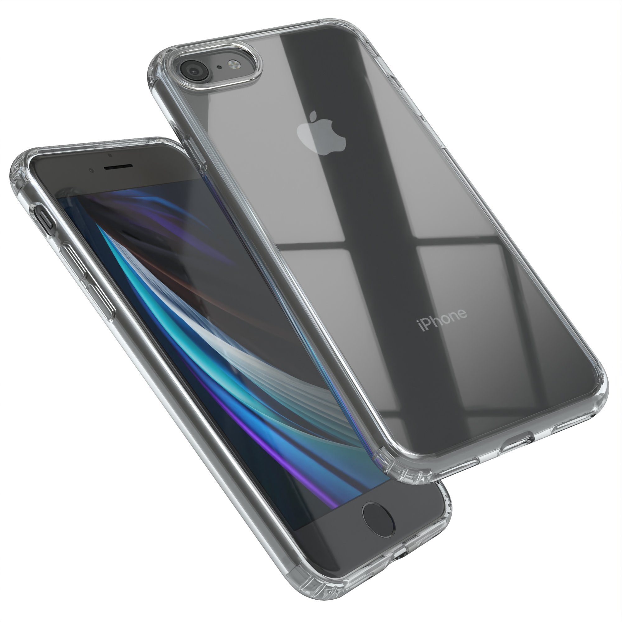 EAZY CASE Handyhülle Crystal Case für iPhone SE 2022/2020, iPhone 8/7 4,7 Zoll, Schutzhülle Kameraschutz Silikonhülle Transparent Handyhülle Slimcover