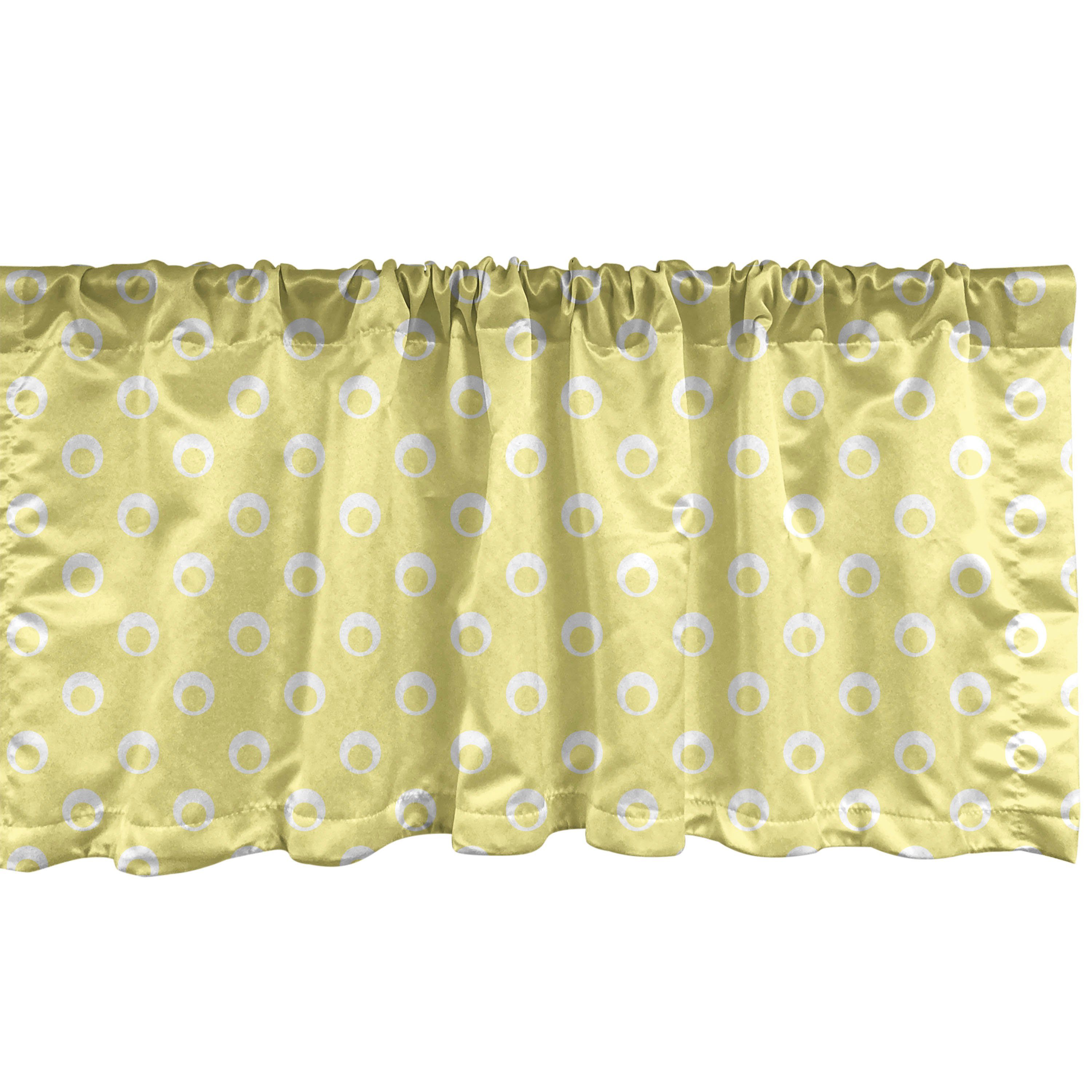Scheibengardine Vorhang Volant für Küche Schlafzimmer Dekor mit Stangentasche, Abakuhaus, Microfaser, Gelbe Punkte einfache Rund