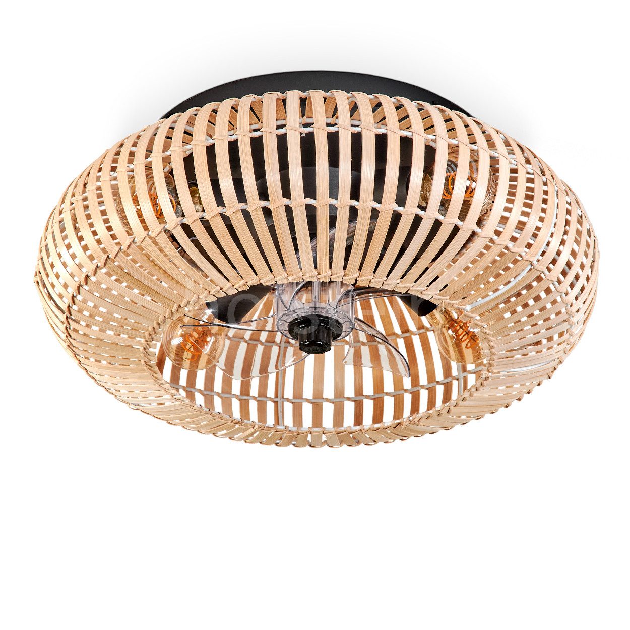 hofstein Deckenleuchte Deckenventilator mit Beleuchtung aus Metall/Bambus, günstig online kaufen