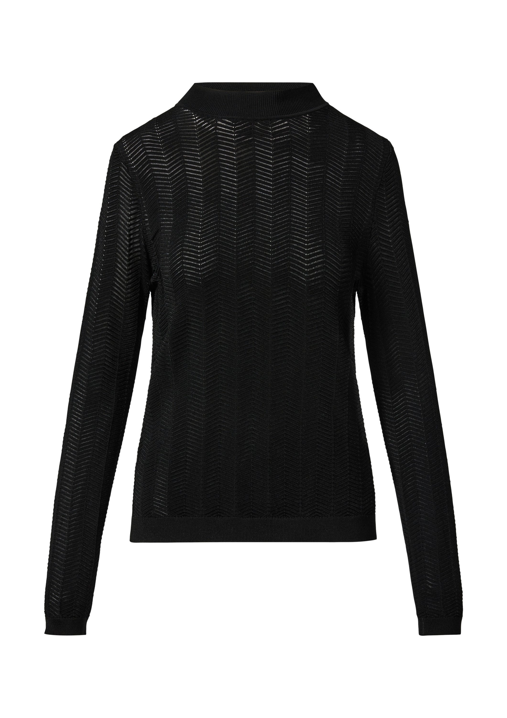 comma Longpullover Strickpullover Strickpullover mit Fischgrätmuster und Ri günstig online kaufen