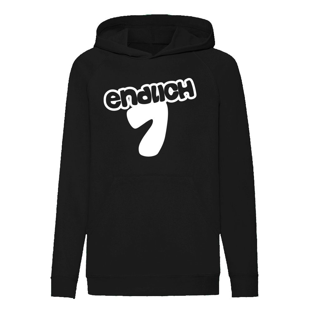 G-graphics Hoodie Endlich 7 Kinder Hoodie / Kapuzenpullover, Mit Spruch / Sprüche / Print / Motiv