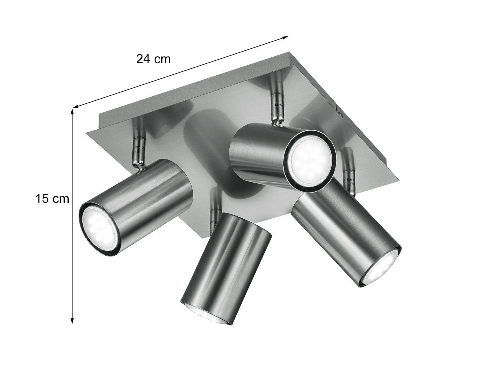 TRIO Leuchten LED Deckenstrahler, Dimmfunktion, LED wechselbar, Warmweiß, kleine Deckenlampe innen, stylische Lichtspots schwenkbar Silber Ø24cm