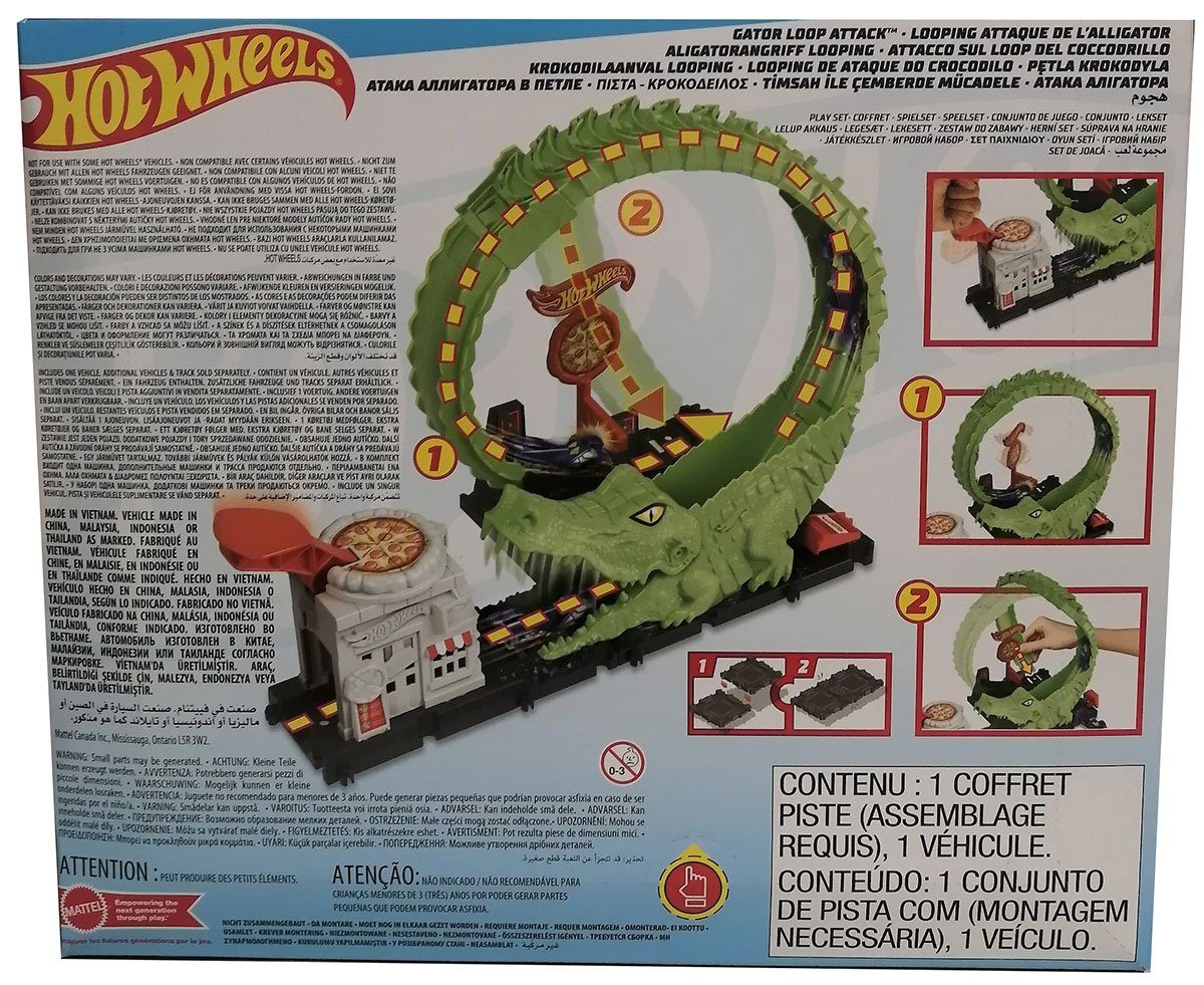 Mattel® Spielzeug-Rennwagen Mattel HKX39 Hot Wheels City Krokodil Attacke Rennbahn Rennstrecke ink