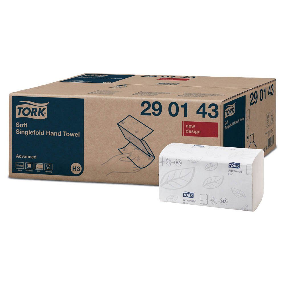 TORK Papierhandtuch 3.750 Бумажные полотенца 2-lagig Z-Falz H3 Advanced weiß, 2-lagig, Nassfest, Lorbeerblatt-Design