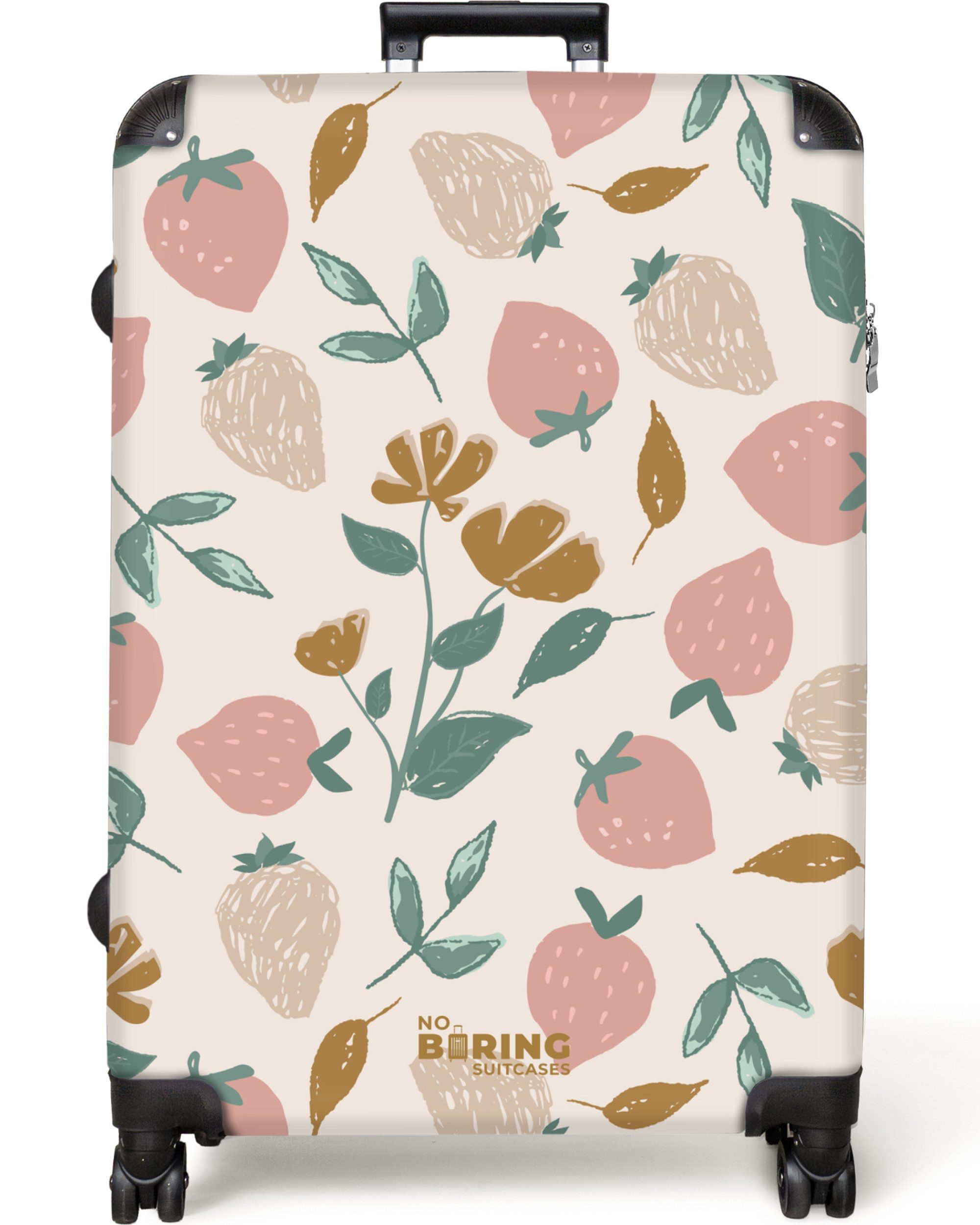 NoBoringSuitcases.com© Hartschalen-Trolley Erdbeeren und Blumen als günstig online kaufen